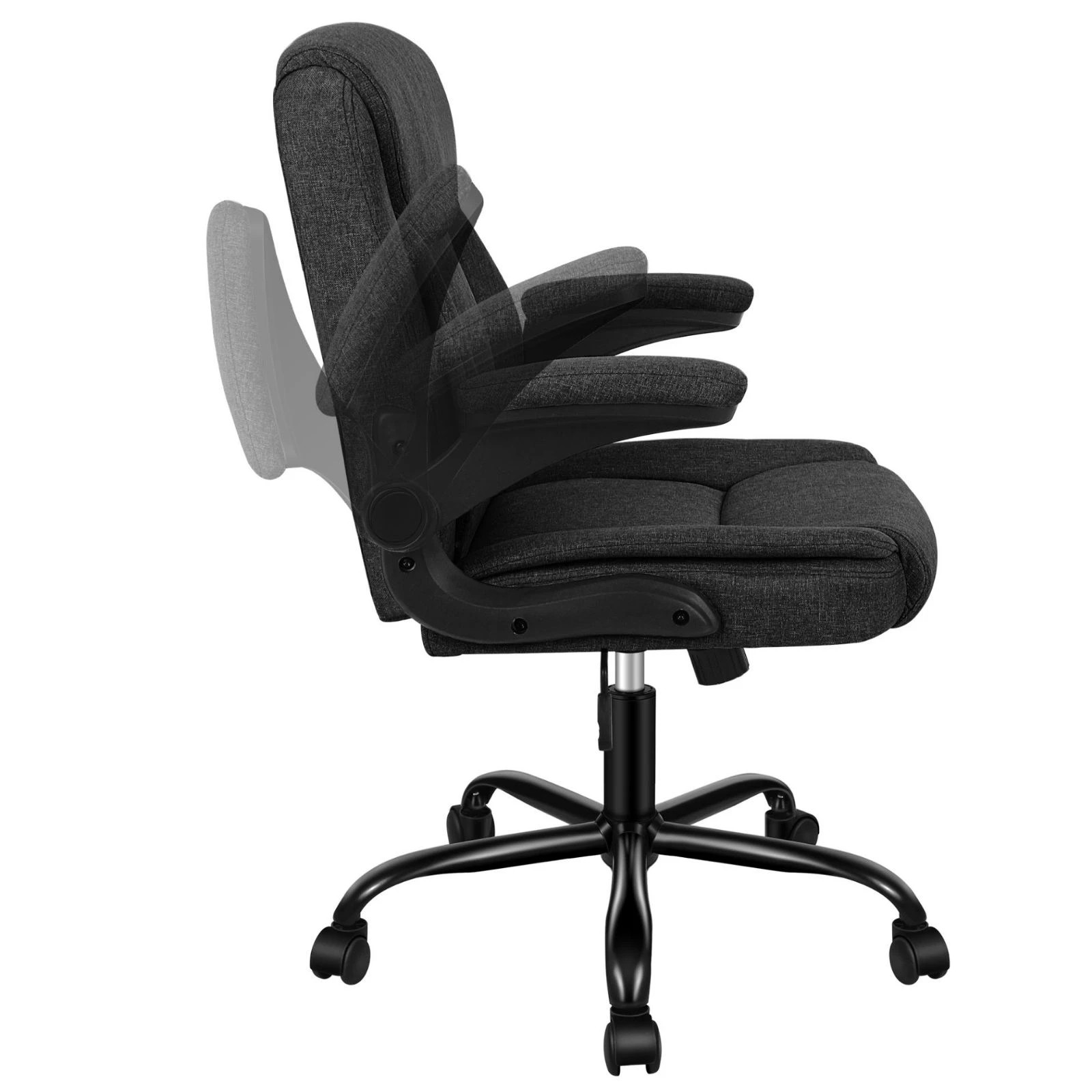 6 Alfordson Massage Office Chair Executive Computer Gaming Seat Linen Fabric - Black, 6 of 10