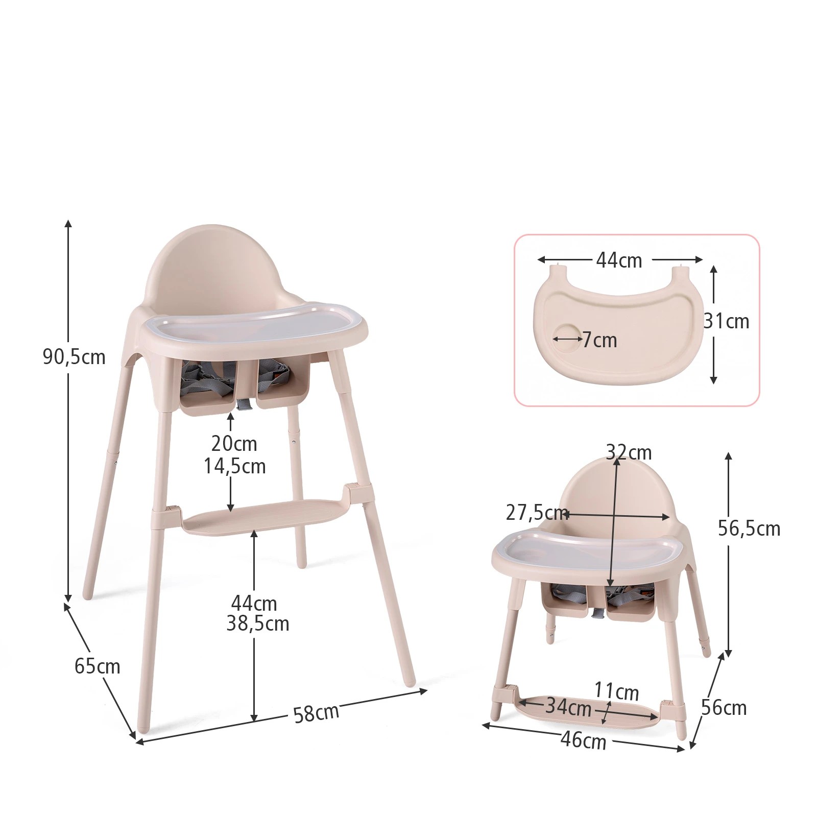2 Costway 4-in-1 Baby High Chair Convertible Highchair Feeding Chair - Beige, 2 of 3