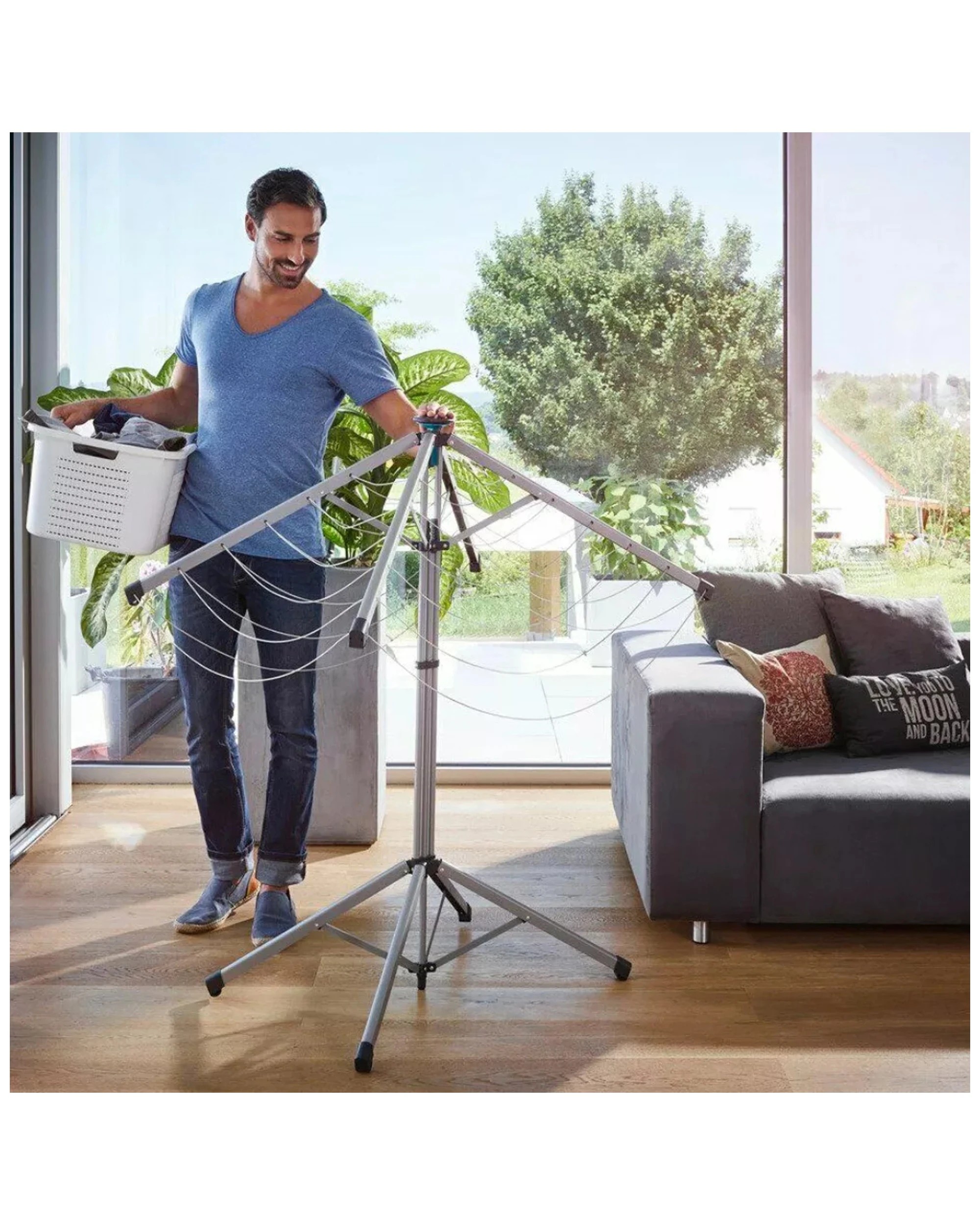 2 Leifheit Lino Pop Up Standing Rotary Laundry Dryer Rack Indoor/outdoor 14m - White, 2 of 10