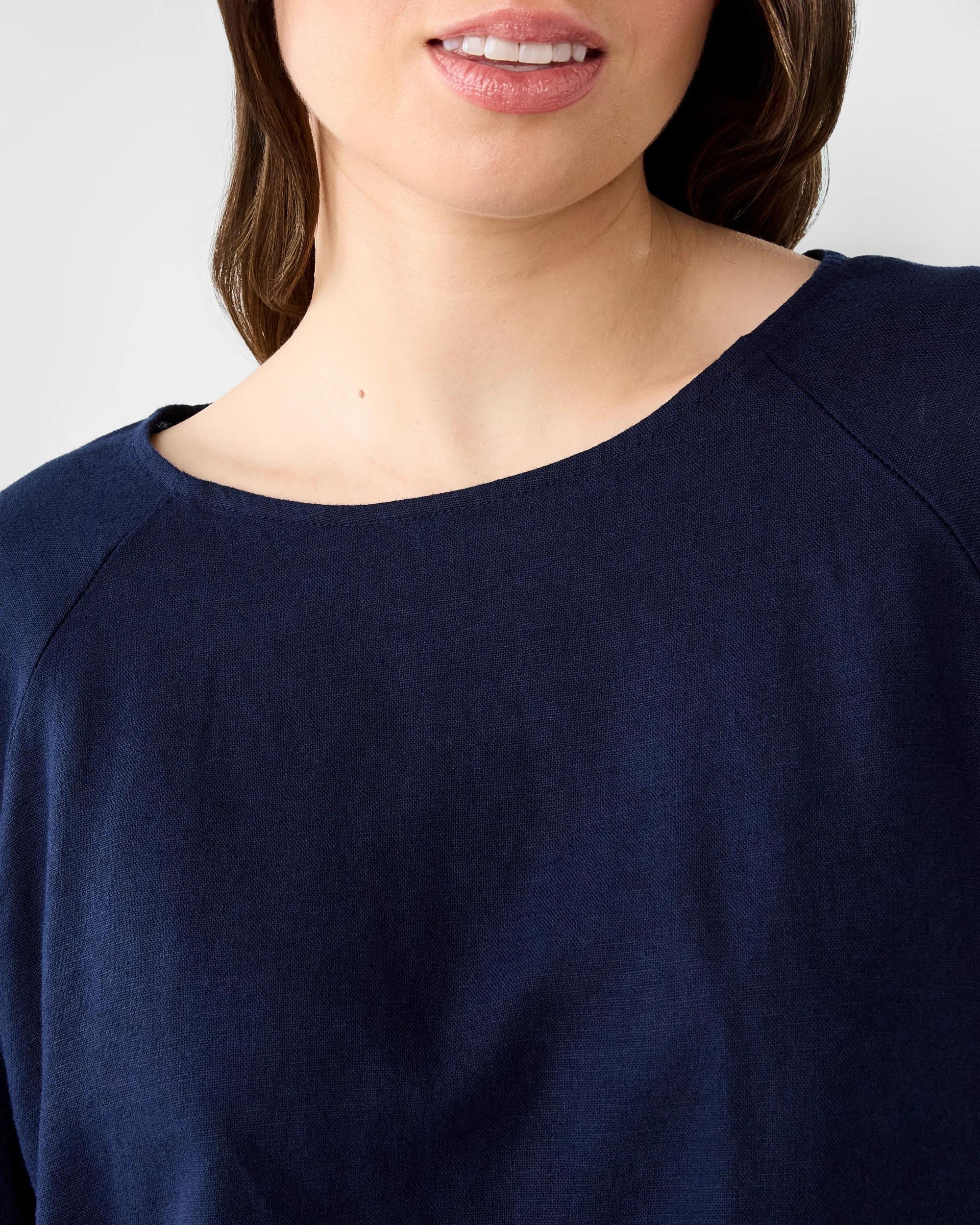 5 Long Sleeve Linen Blend Top Night Nvy, 5 of 6