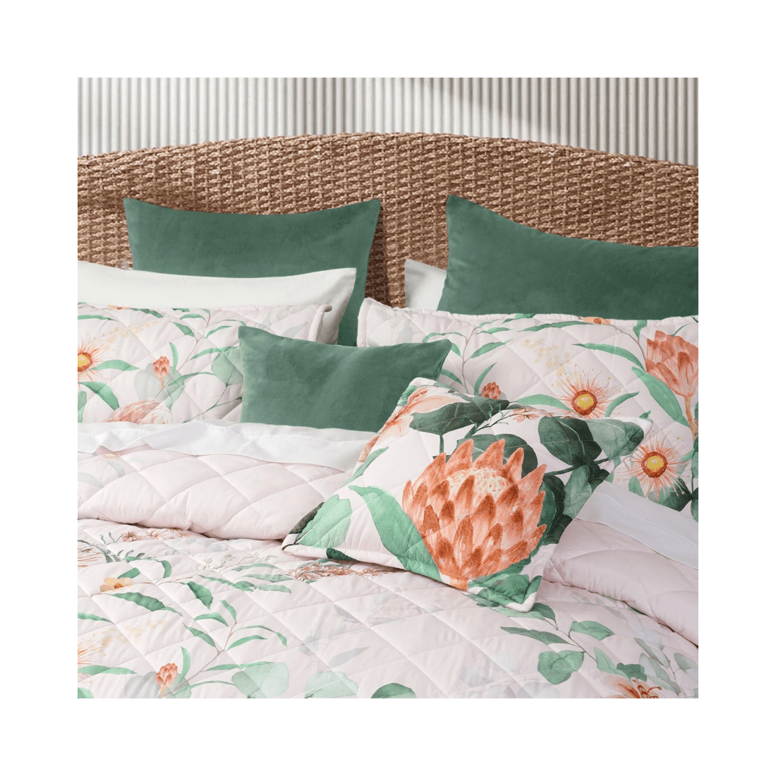 3 Bianca Bedding Sidney Quilted Bedspread Set - Blush Protea Print - Assorted, 3 of 5