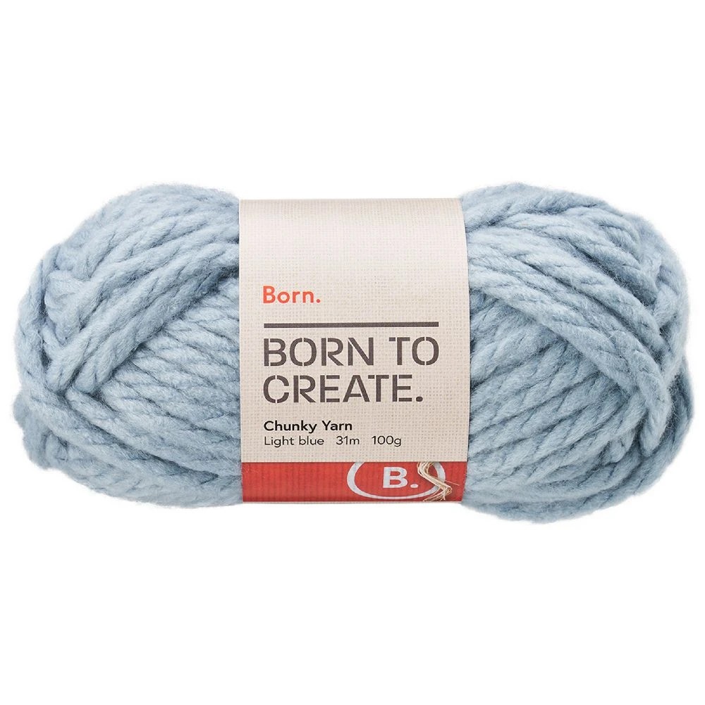 1 Born Chunky Yarn 100g Light Blue, 1 of 3