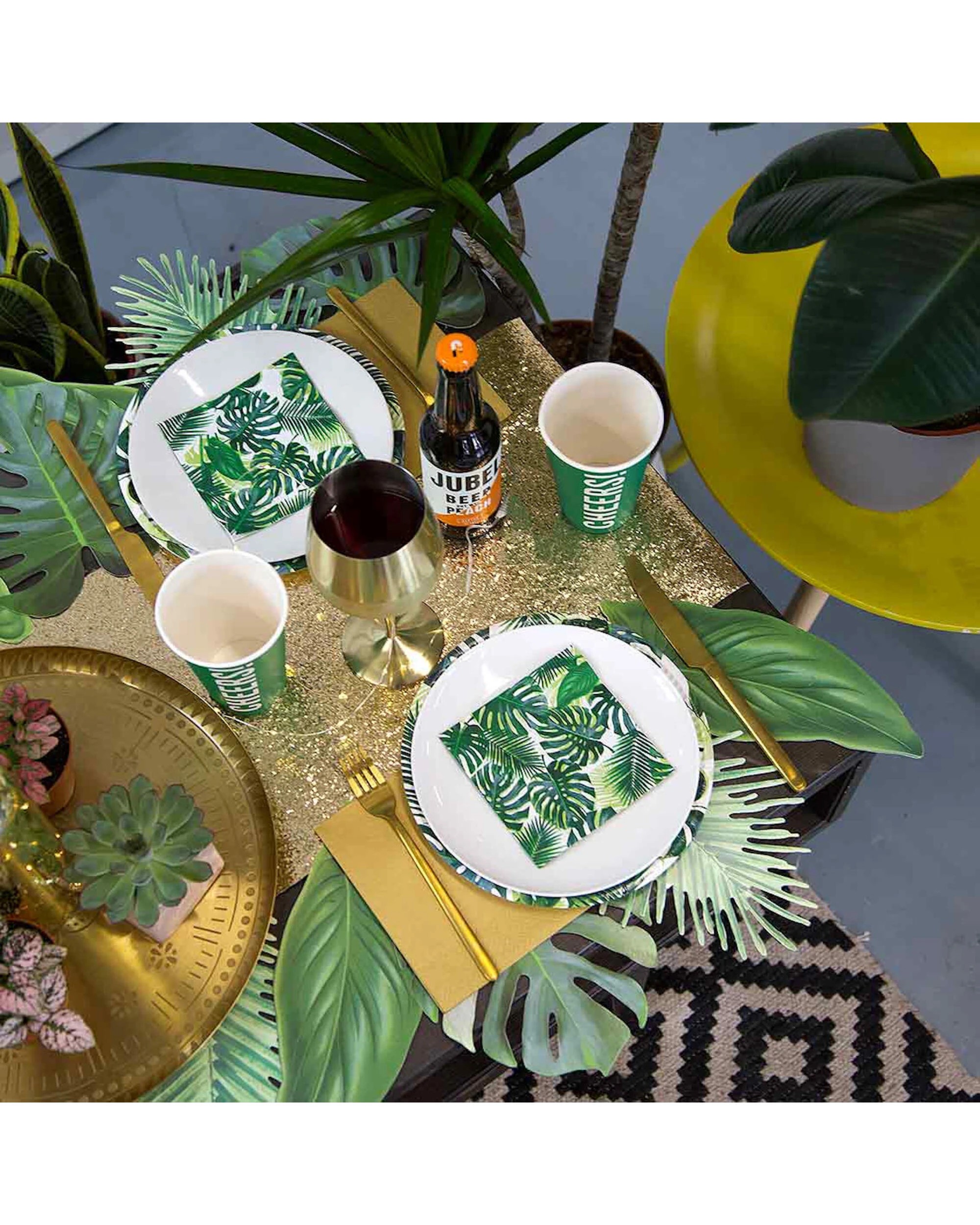 2 Talking Tables Talking Tables Tropical Fiesta Palm Leaf Small Napkins Serviettes Pack of 20 - Green, 2 of 3