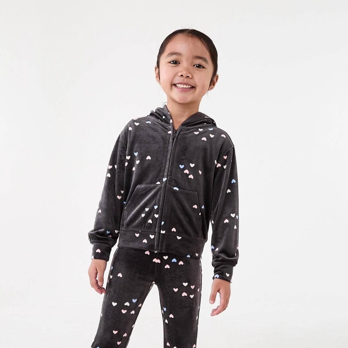 2 Velour Zip Through Sweatshirt Hearts, 2 of 10
