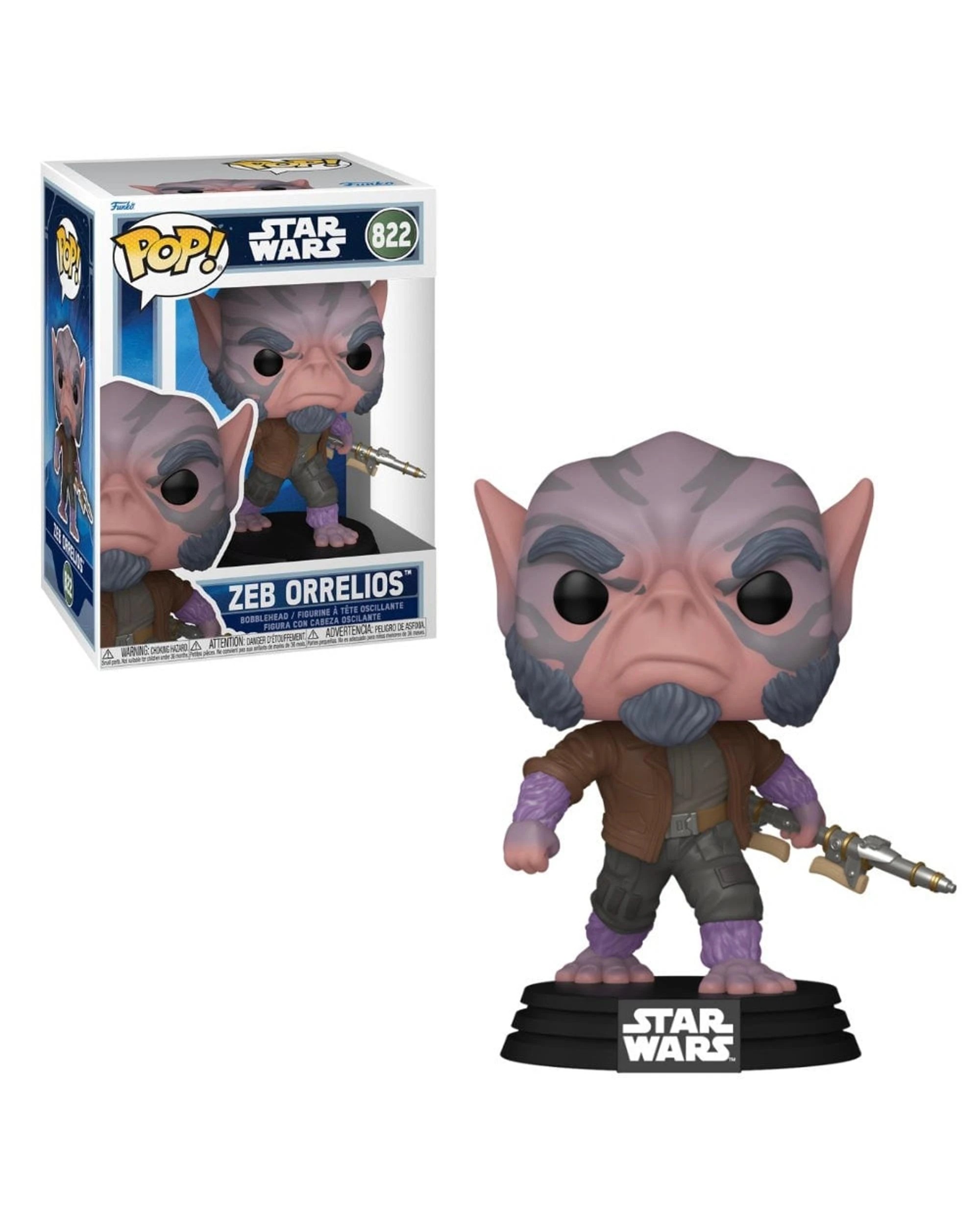 1 Star Wars The Mandalorian and Grogu: Zeb Orrelios Bobblehead Funko POP! Vinyl, 1 of 3