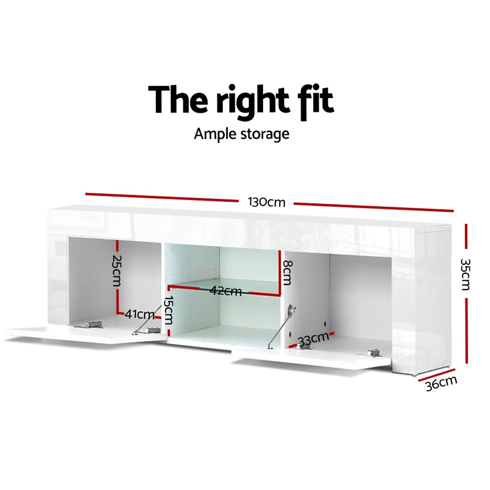 3 Artiss Entertainment Unit TV Cabinet 130cm Ivan - White, 3 of 3