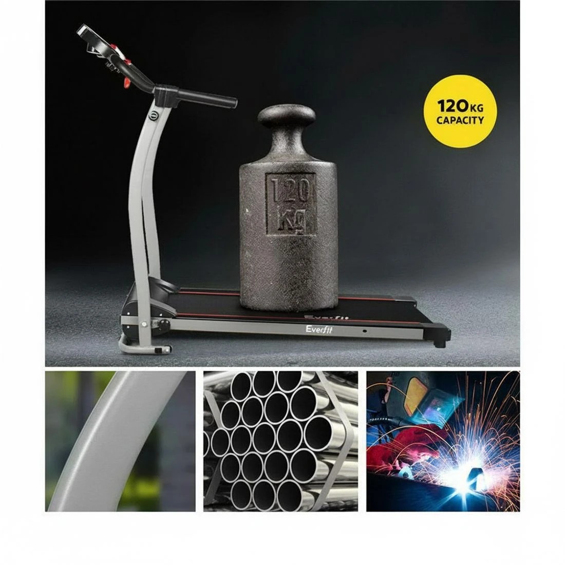 4 Everfit Treadmill Electric Home Gym Fitness Exercise Machine Foldable 340mm - Black, 4 of 9