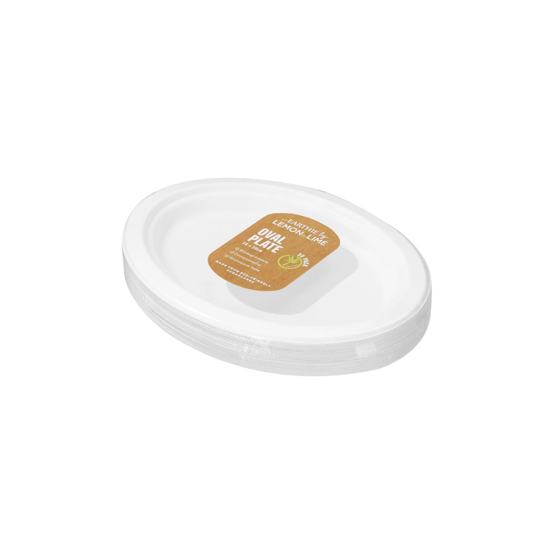 2 30pc Lemon & Lime Eco/biodegradable/compostable Disposable 26cm Oval Plate White
 - White, 2 of 3