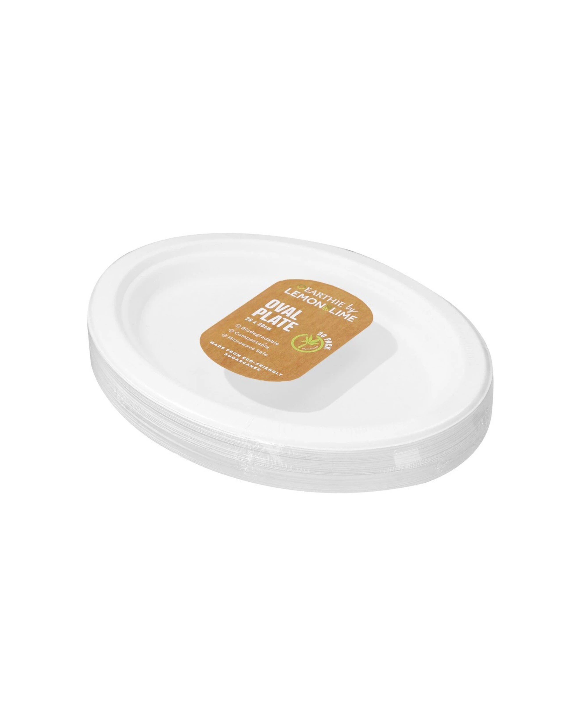 2 30pc Lemon & Lime Eco/biodegradable/compostable Disposable 26cm Oval Plate White
 - White, 2 of 3