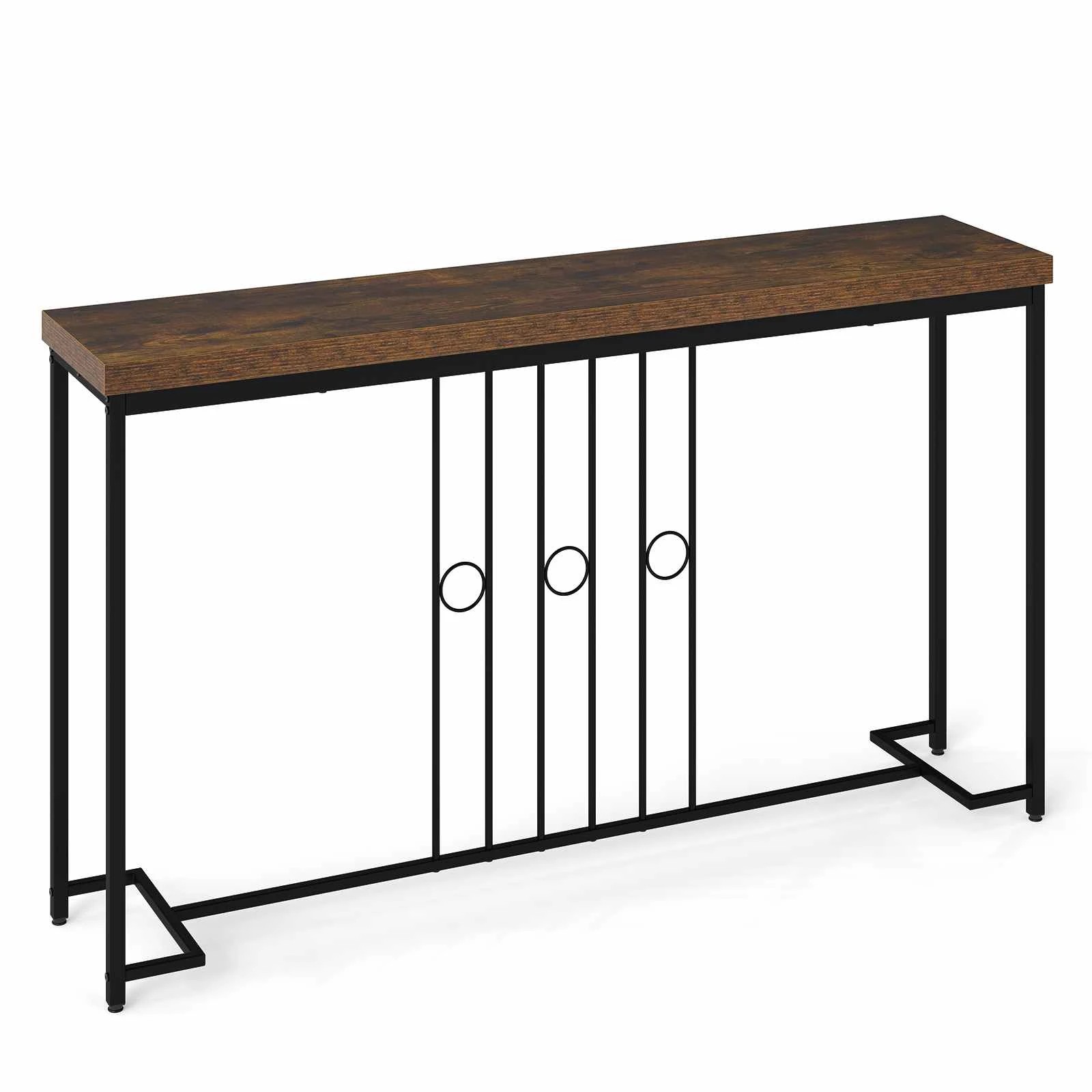 1 Costway Industrial Console Table 140cm Entryway Table Spacious Tabletop Behind Sofa, 1 of 5