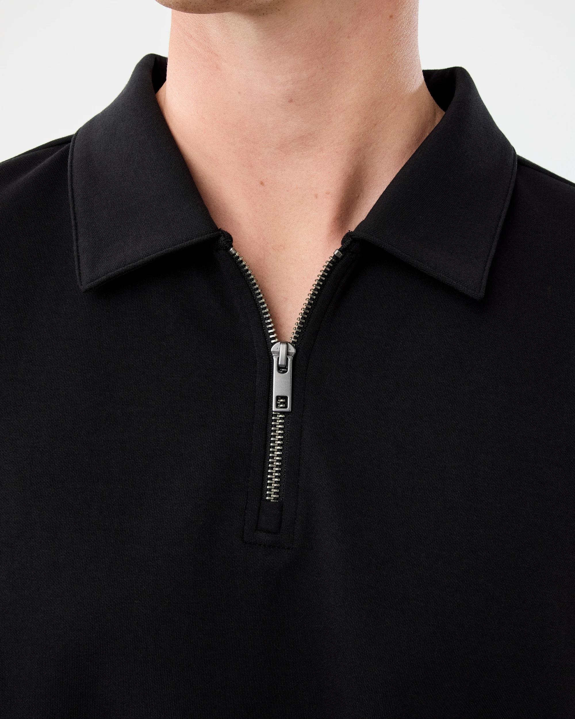 5 1/4 Zip Interlock Polo Shirt Black, 5 of 5