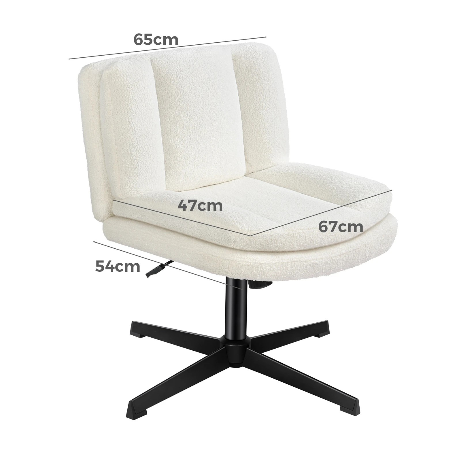 6 Alfordson Armless Office Desk Chair Mid Back Wide Seat Boucle - White, 6 of 7