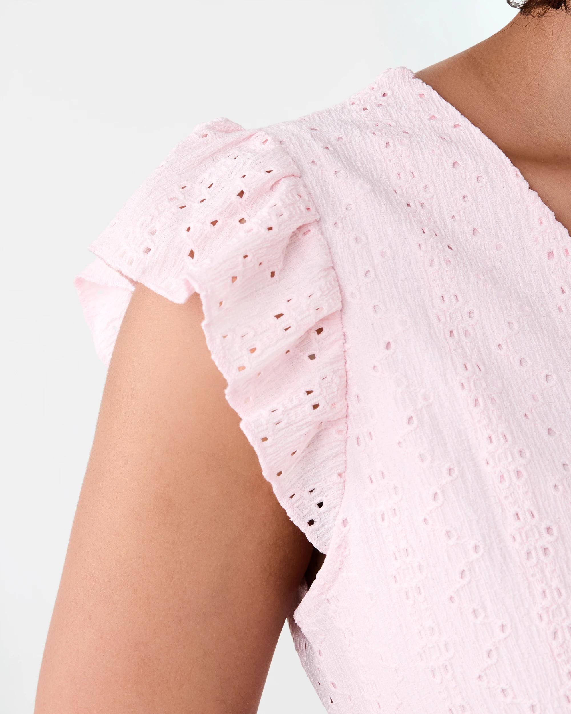 7 Sleeveless Broderie V-Neck Mini Dress Bllet Pink, 7 of 8