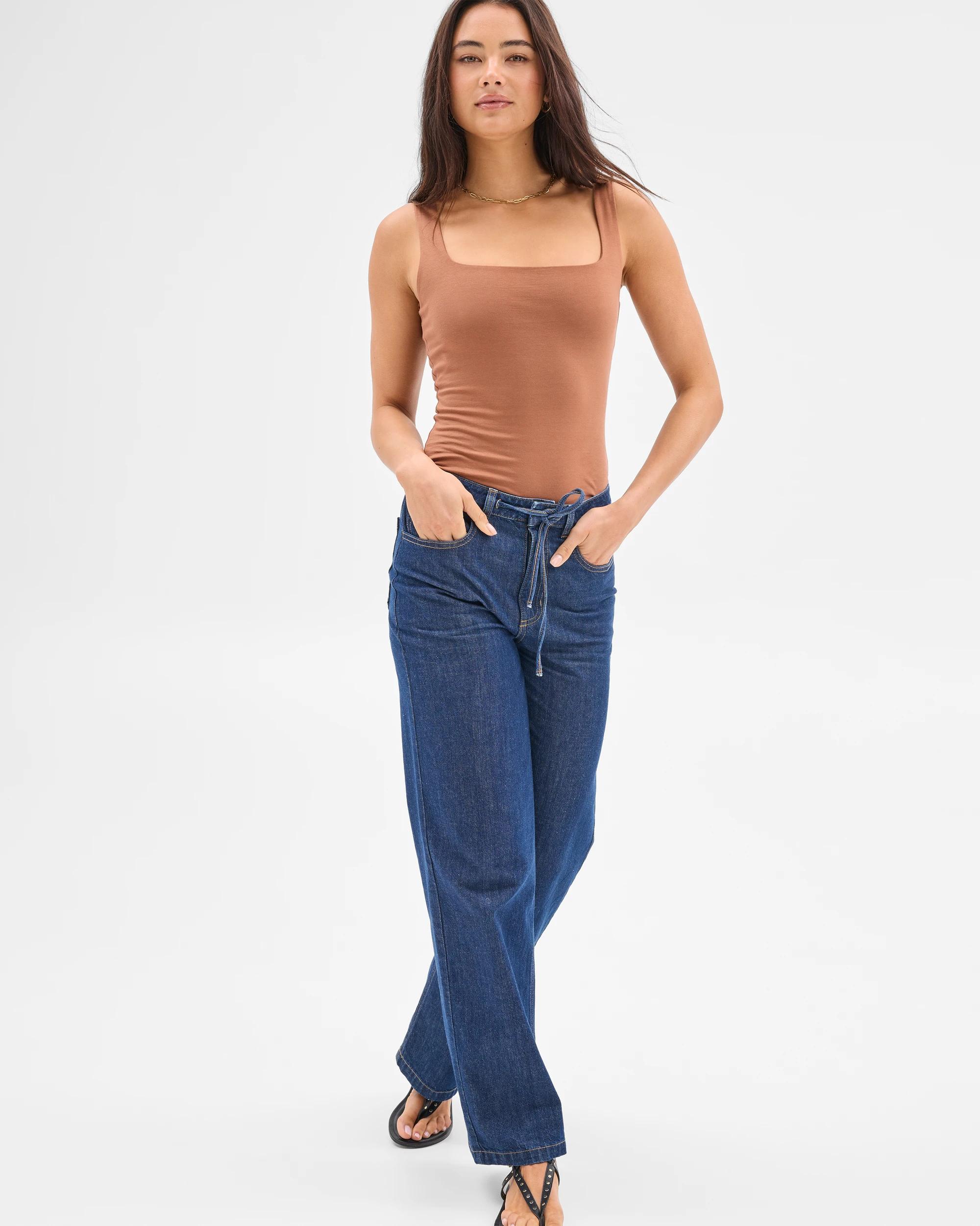 2 Australian Cotton Double Layer Square Neck Tank Top - Lily Loves CAROB, 2 of 7