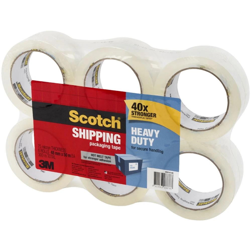 2 Scotch Heavy Duty Shipping Tape 48mm x 50m Clear 6 Pack, 2 of 3