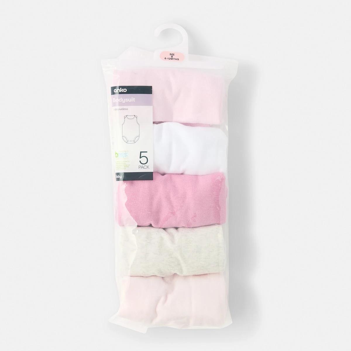 8 5 Pack Sleeveless Bodysuits New Pink, 8 of 8