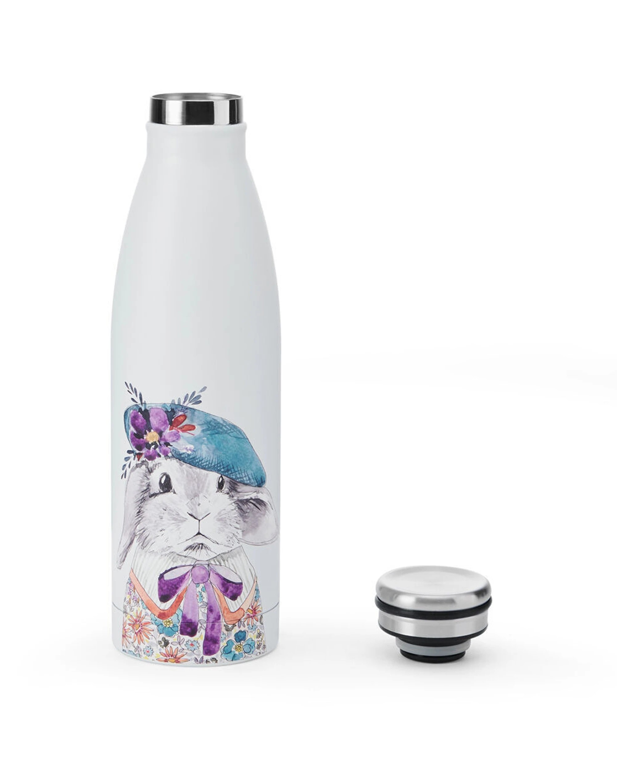 4 Mikasa 2PK Rabbit Themed Sleeved Insulated Water Bottle Vacuum Insulated 500mL - White, 4 of 5