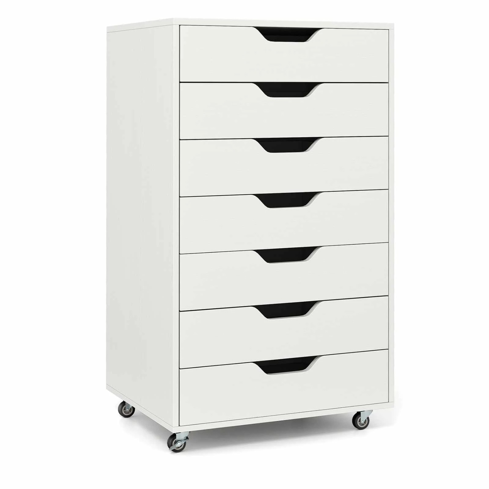 1 Costway 7 Drawer Mobile File Cabinet Rolling Storage Drawer Chest for Home Office - White, 1 of 3