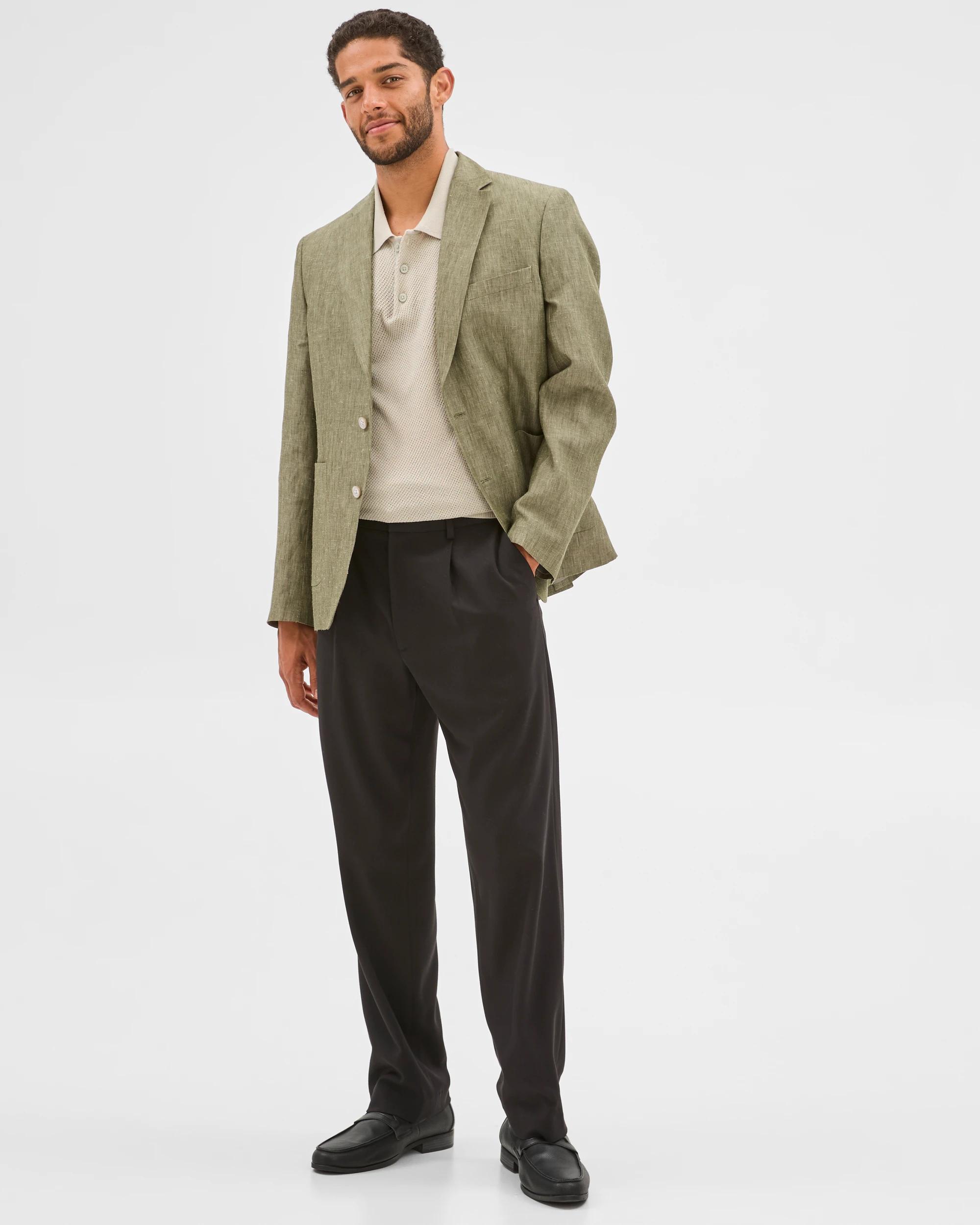 1 Tailored Fit European Linen Blazer - Preview KHAKI, 1 of 6