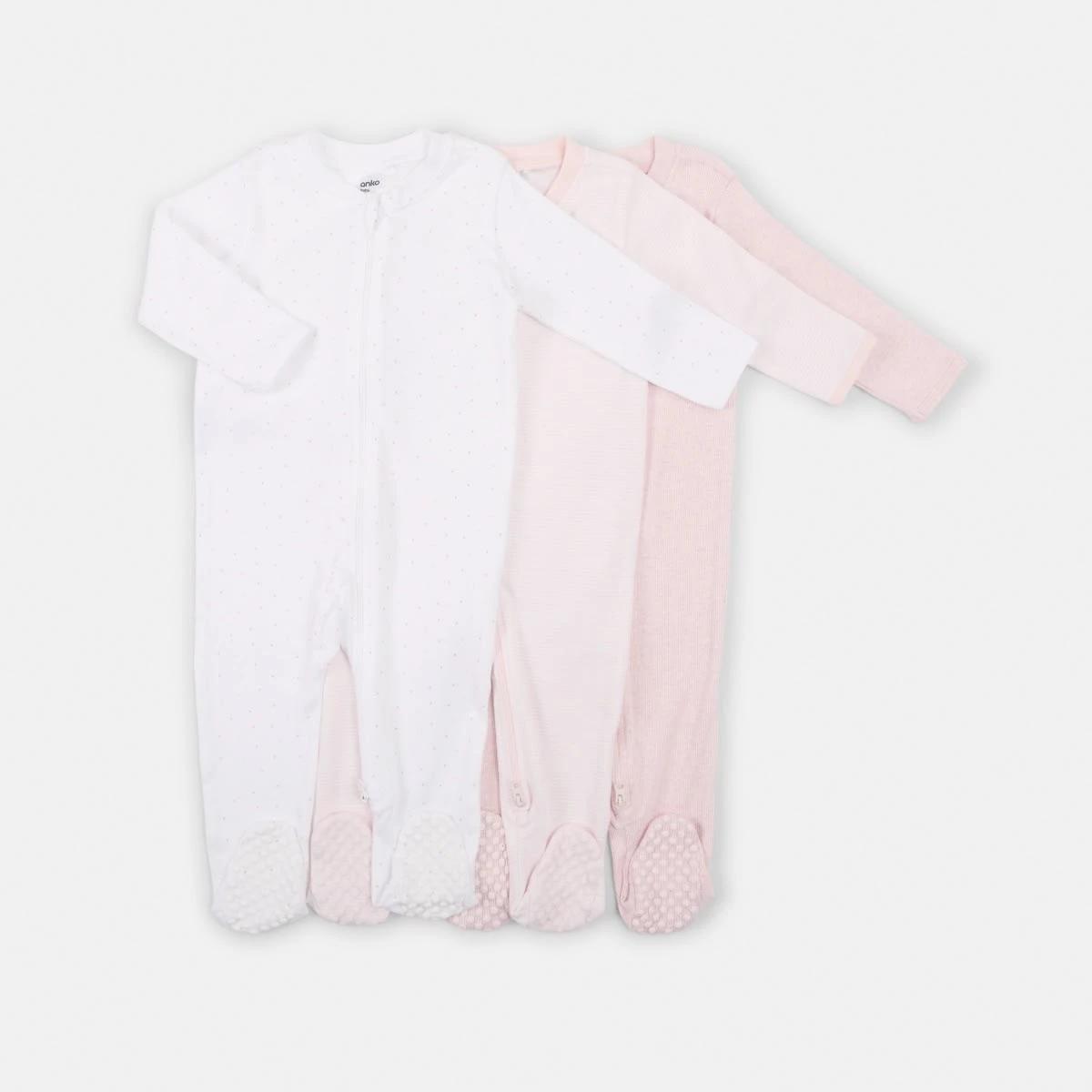 1 3 Pack Coveralls Pnk Dots, 1 of 10