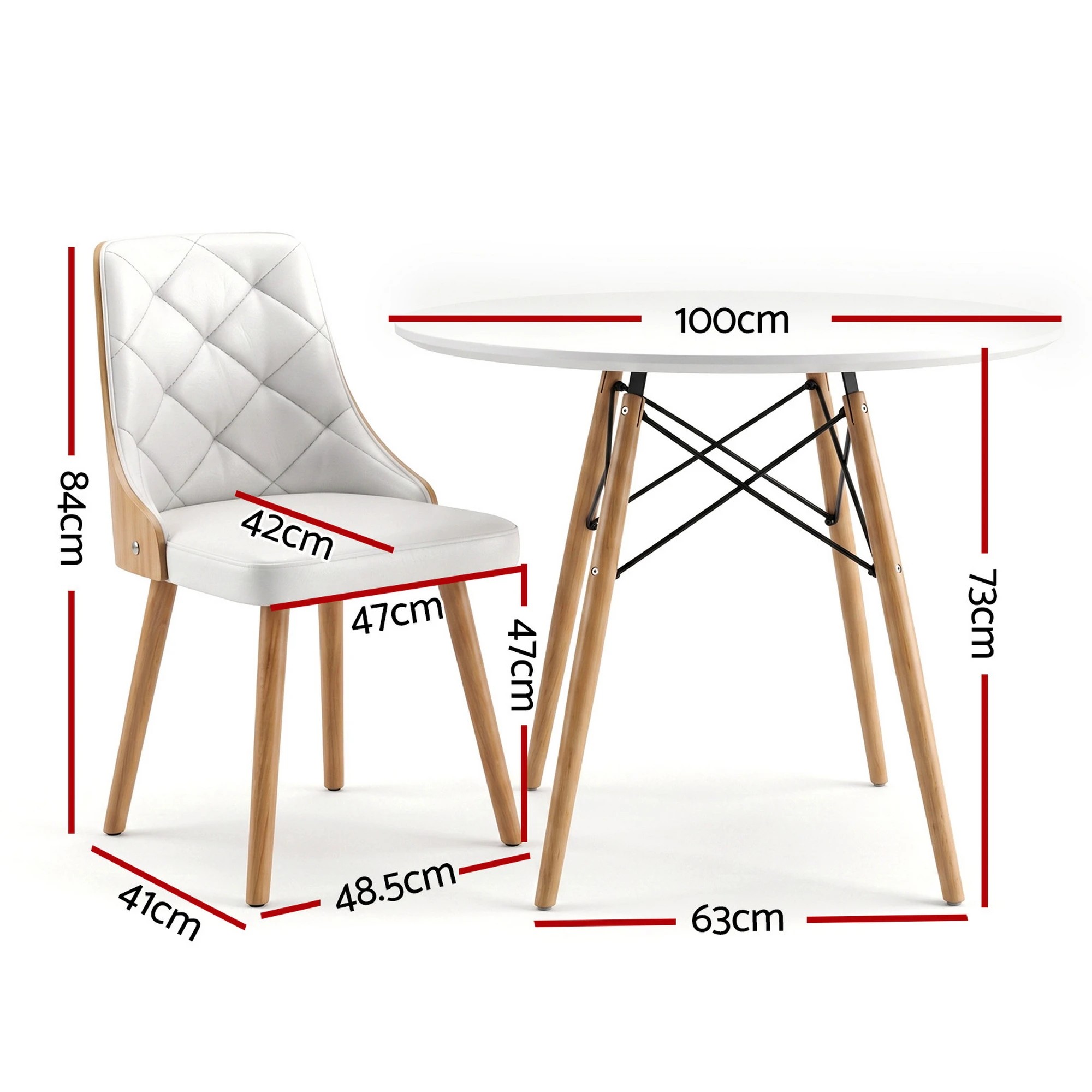 8 Artiss Dining Table and Chairs Set 5PCS 4 Seater Dining Set - White, 8 of 9