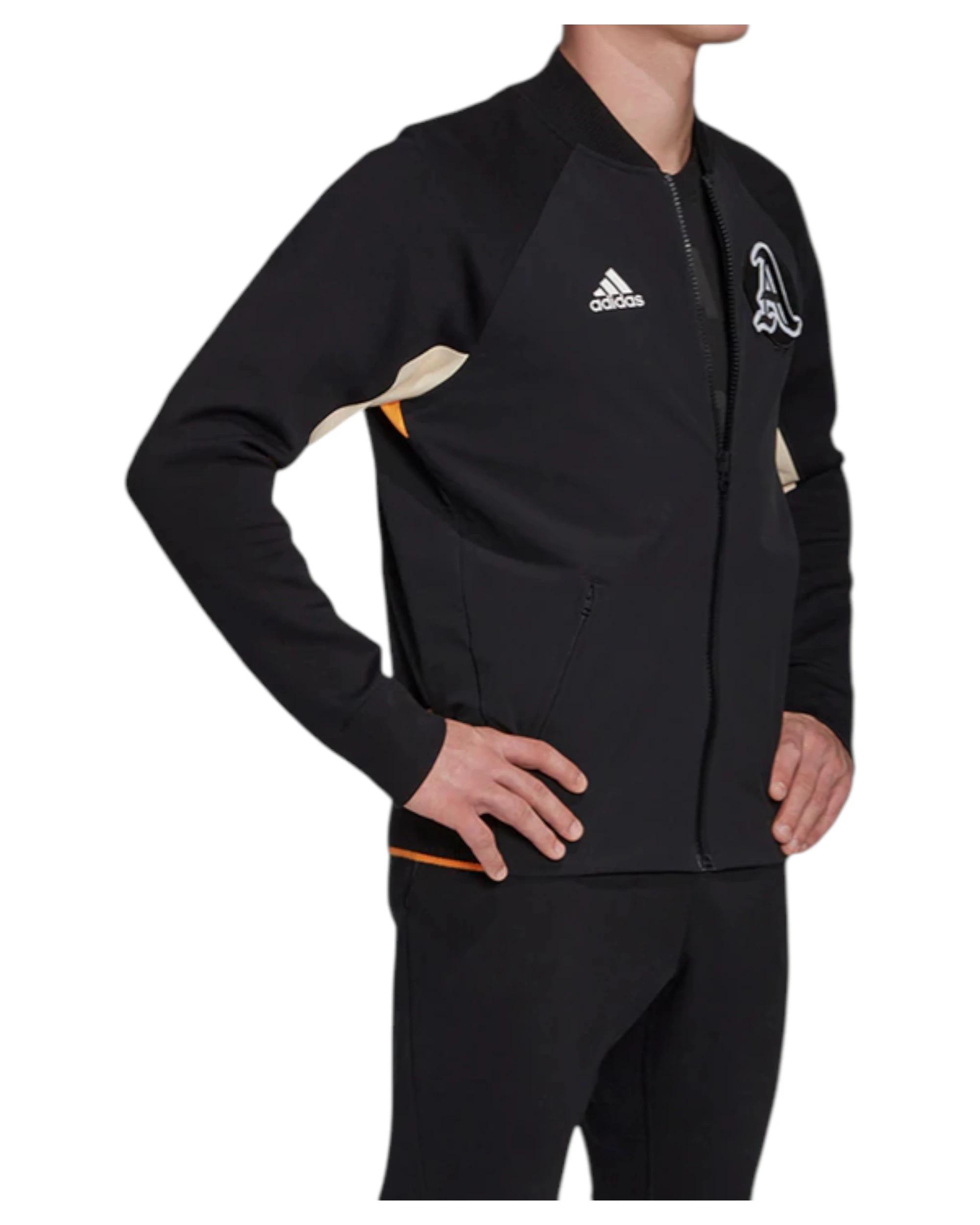 3 Adidas Mens Black/Black/Real Gold Vrct Varsity Collegiate Zipup Jacket BLACK/BLACK/REAL GOLD, 3 of 6