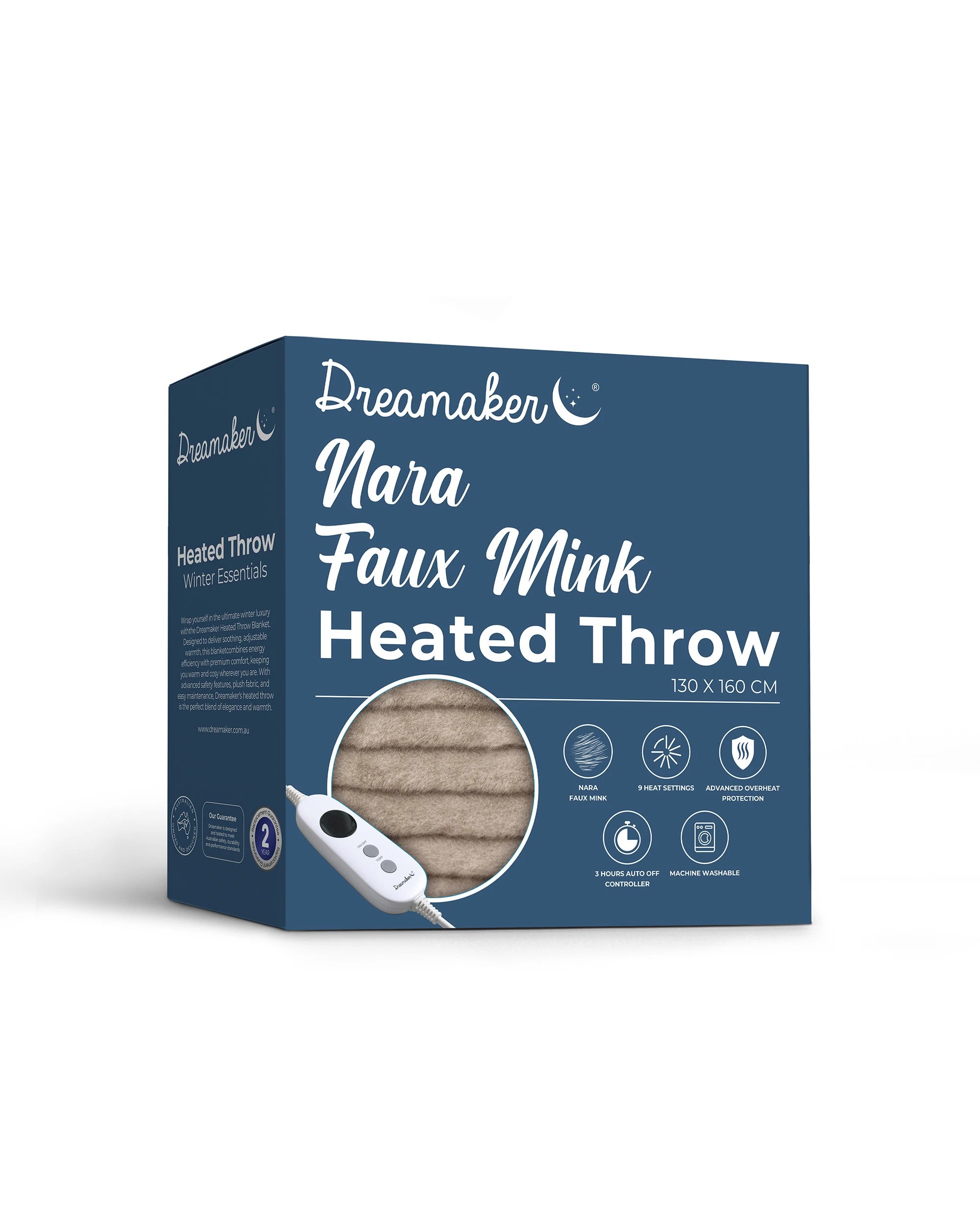 8 Dreamaker Nara Luxe Faux Mink Heated Throw 130x160cm - Brown, 8 of 8