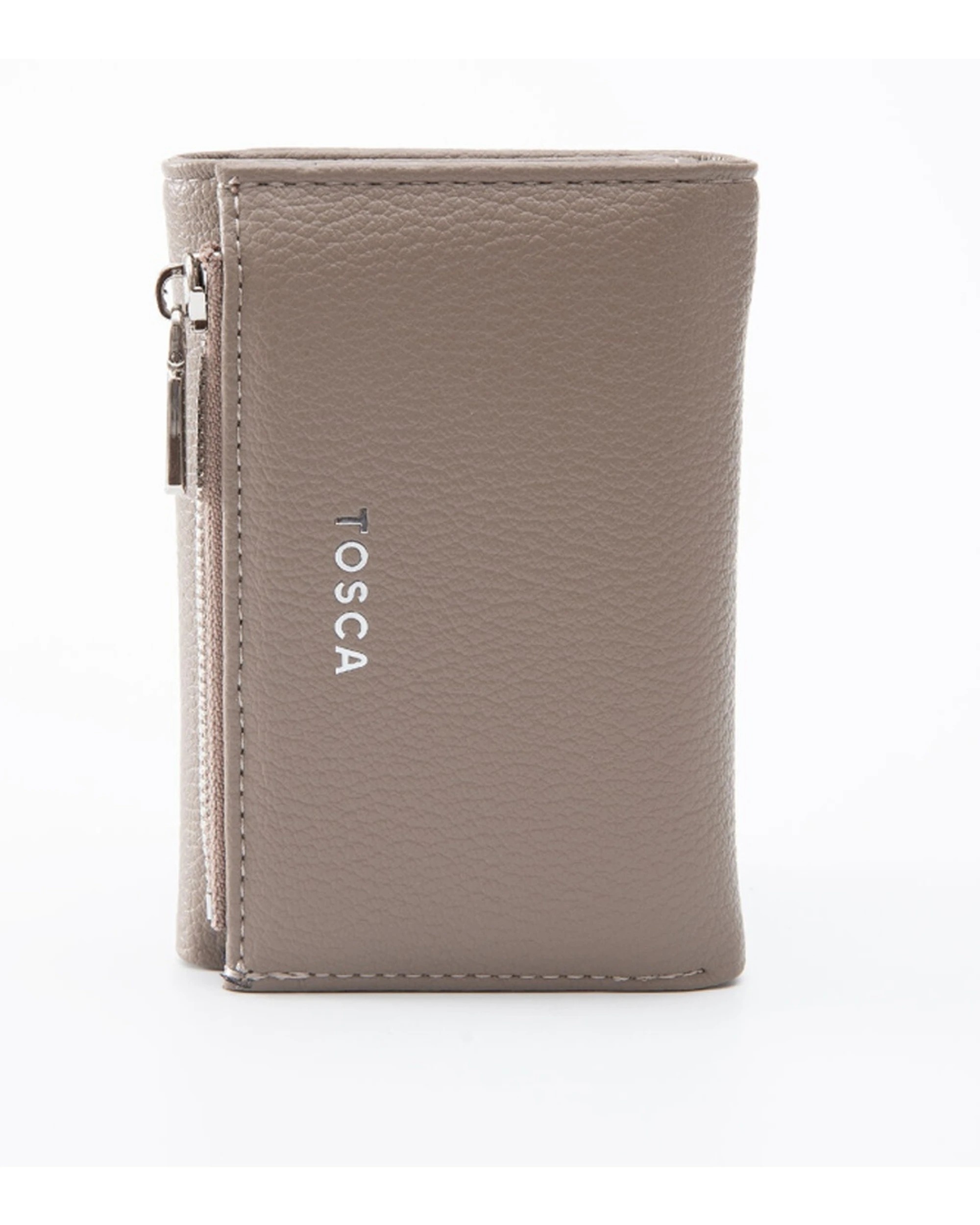 2 Tosca PU Wallet Textured Silver Zipper Everyday Foldable Purse Warm Taupe - Beige, 2 of 5
