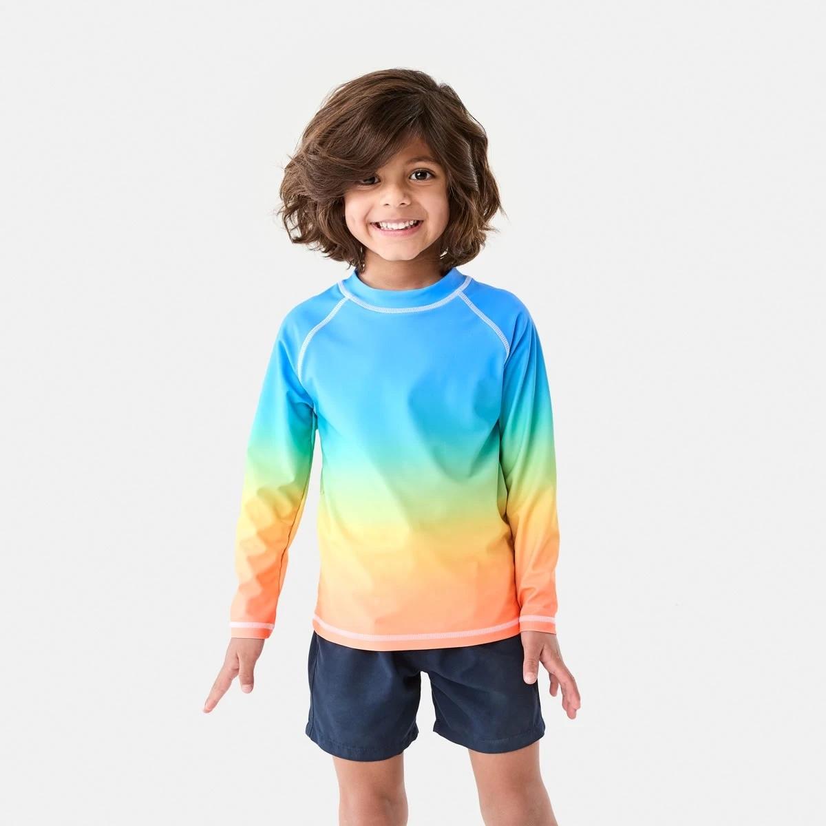 1 Printed Long Sleeve Rash Vest RASHIE FLURO RAINBOW, 1 of 6