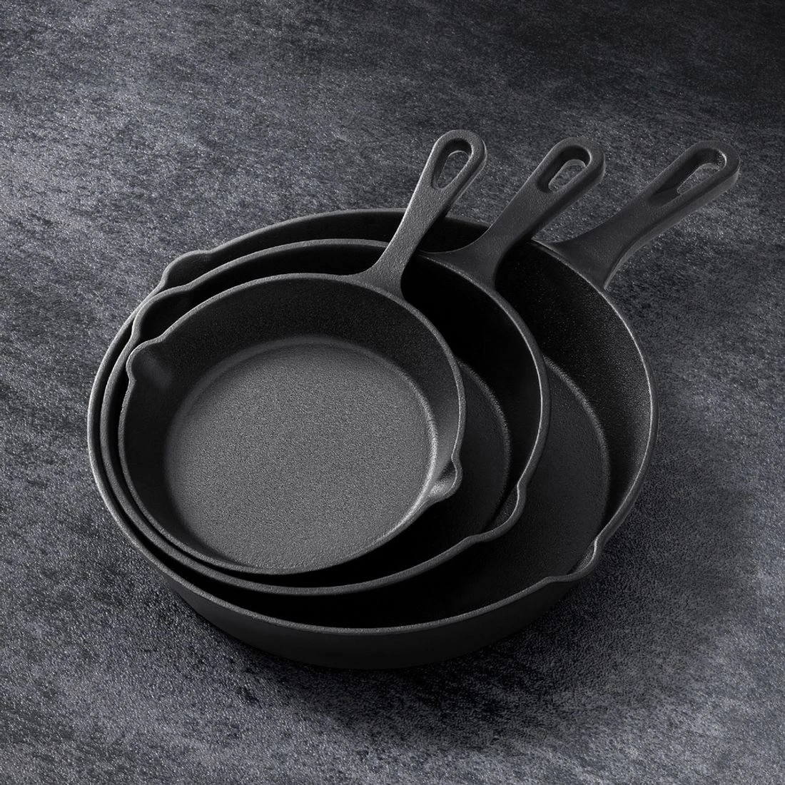 6 5-star chef Frying Pan Cast Iron 3PCS - Black, 6 of 6