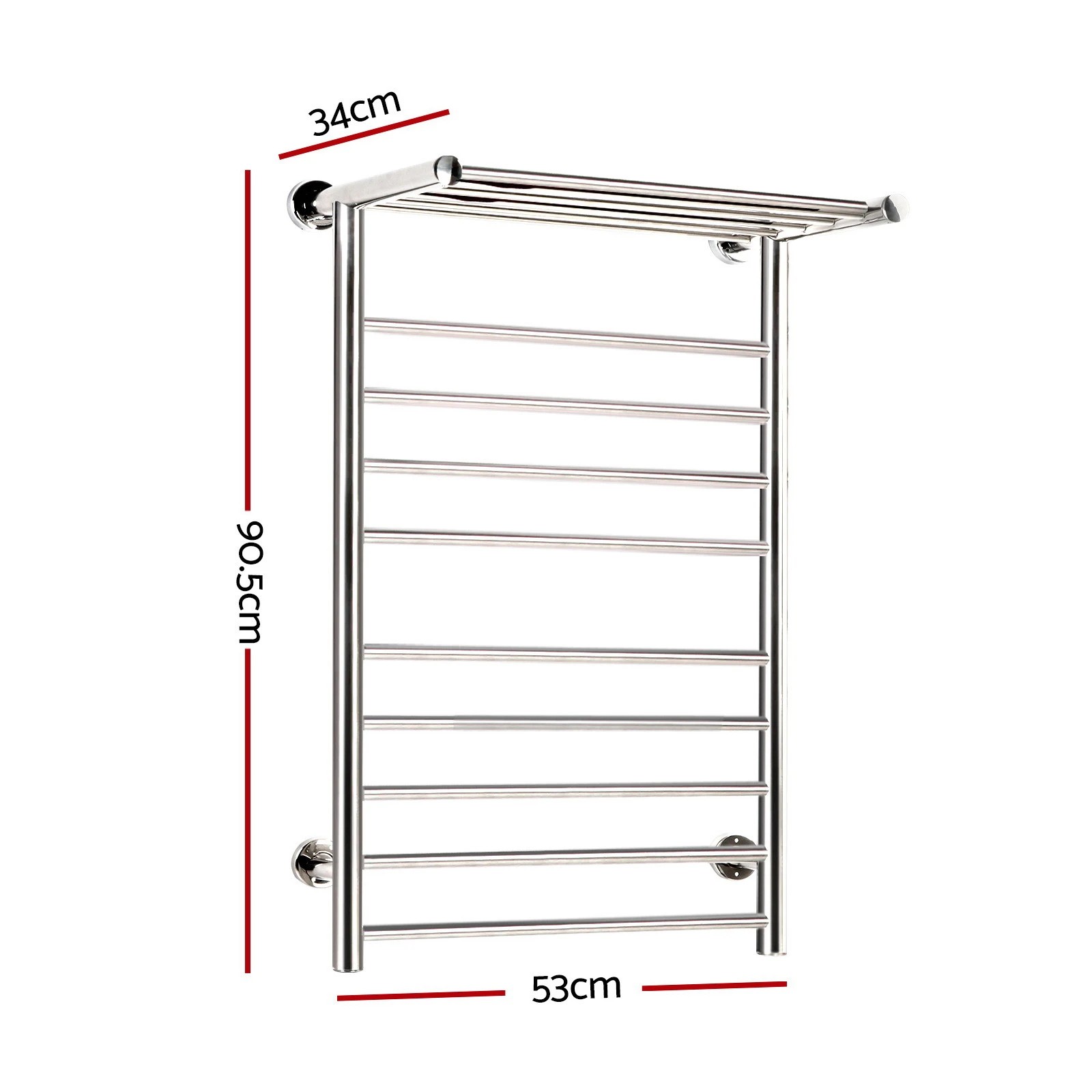 2 Devanti Electric Heated Towel Rail Rack 14 Bars Wall Mounted Clothes Dry Warmer - Silver, 2 of 8