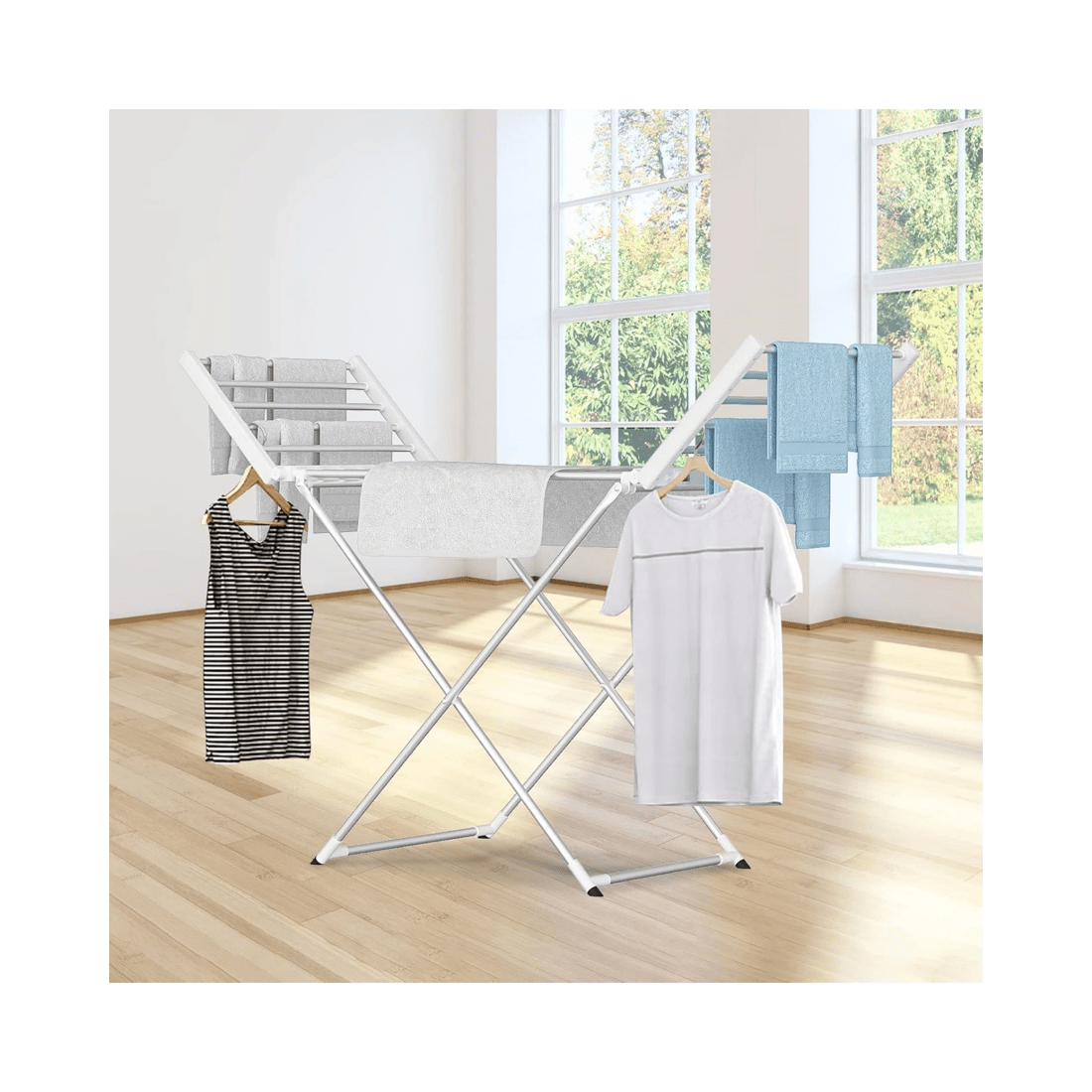 3 Advwin Electric Heated Towel Rack Foldable Drying Rack Standing Towel Rail Clothes Warmer, 3 of 8