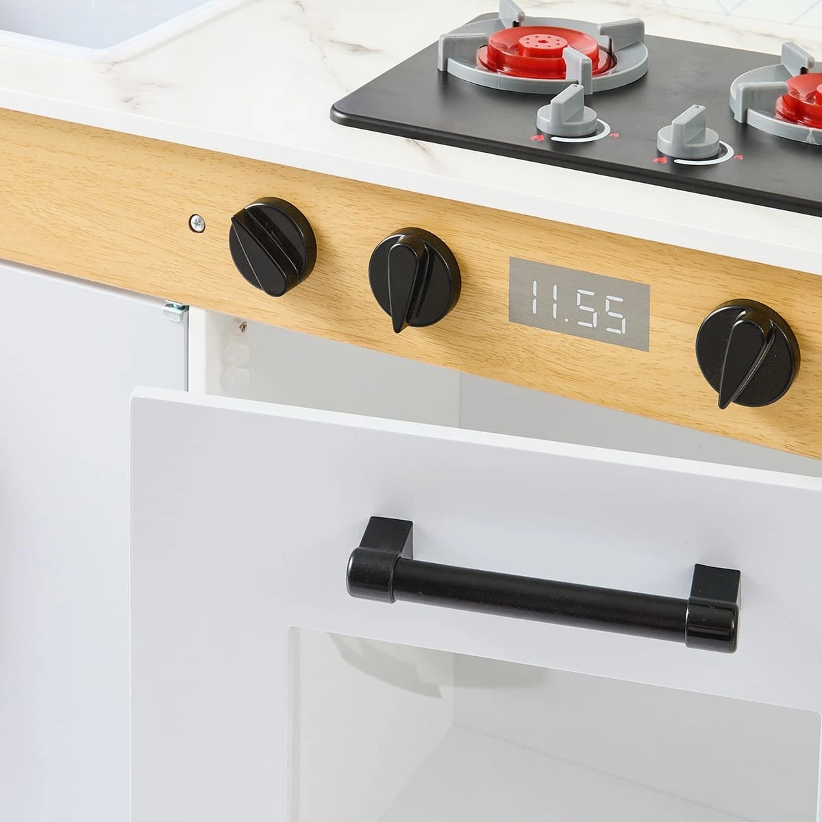 6 Wooden Deluxe Kitchen with Light and Sound Stove Toy, 6 of 10