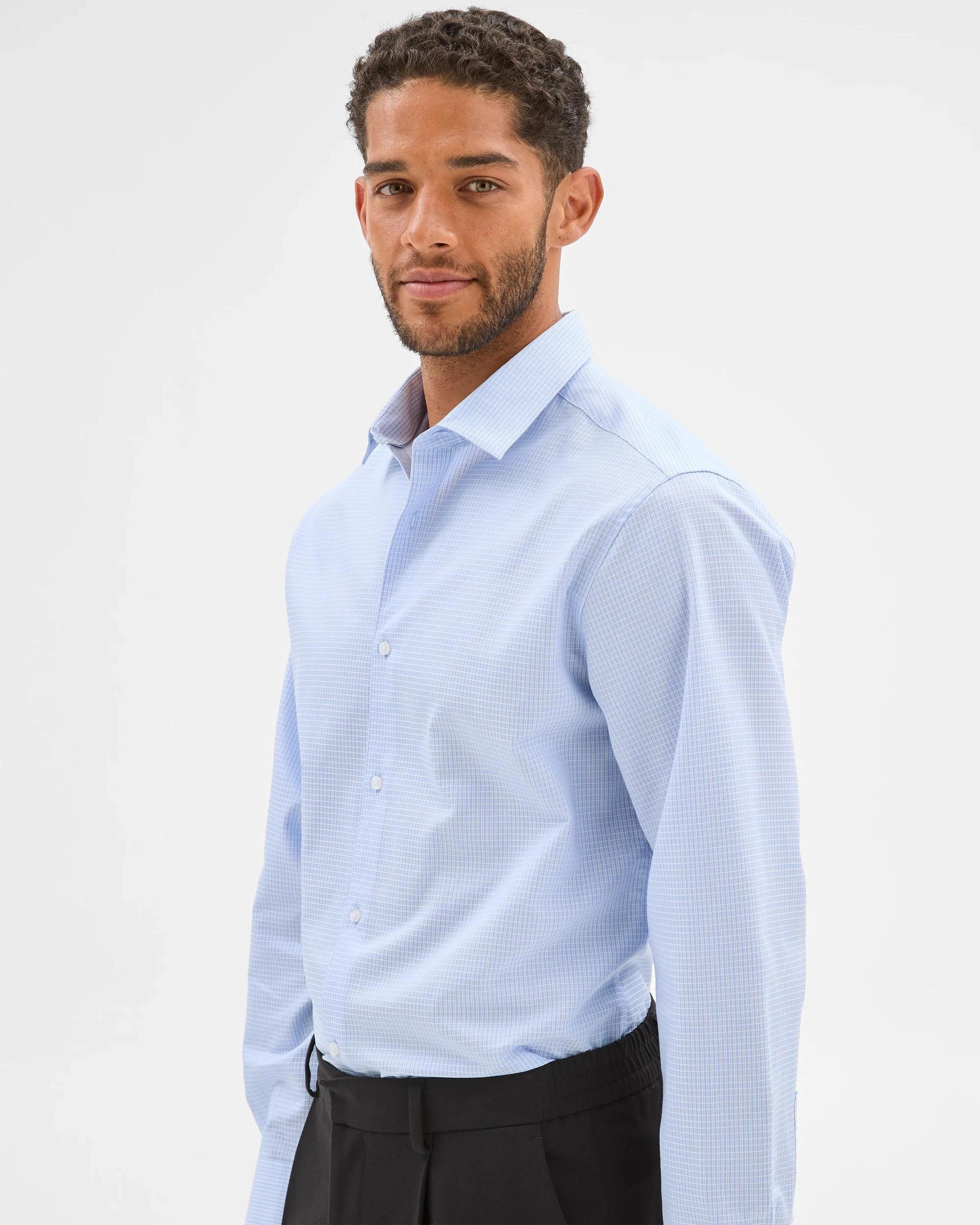 5 Preview Australian Cotton Dobby Check Shirt BLUE CHECK, 5 of 7