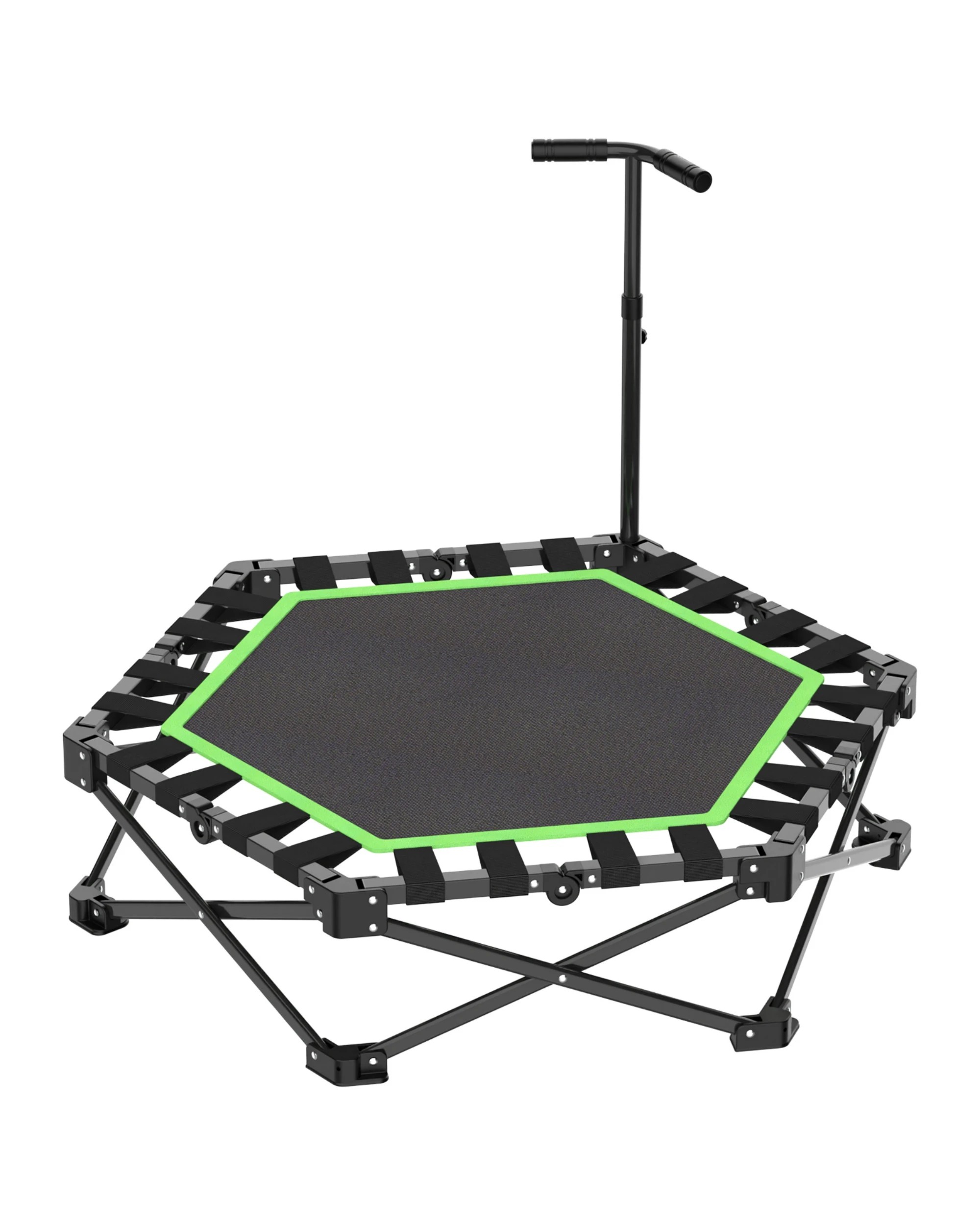 2 Advwin 42" Mini Trampoline 3s Quick Folding Rebounder with 3 Level Adjustable Handle, 150KG Capacity Green, 2 of 6