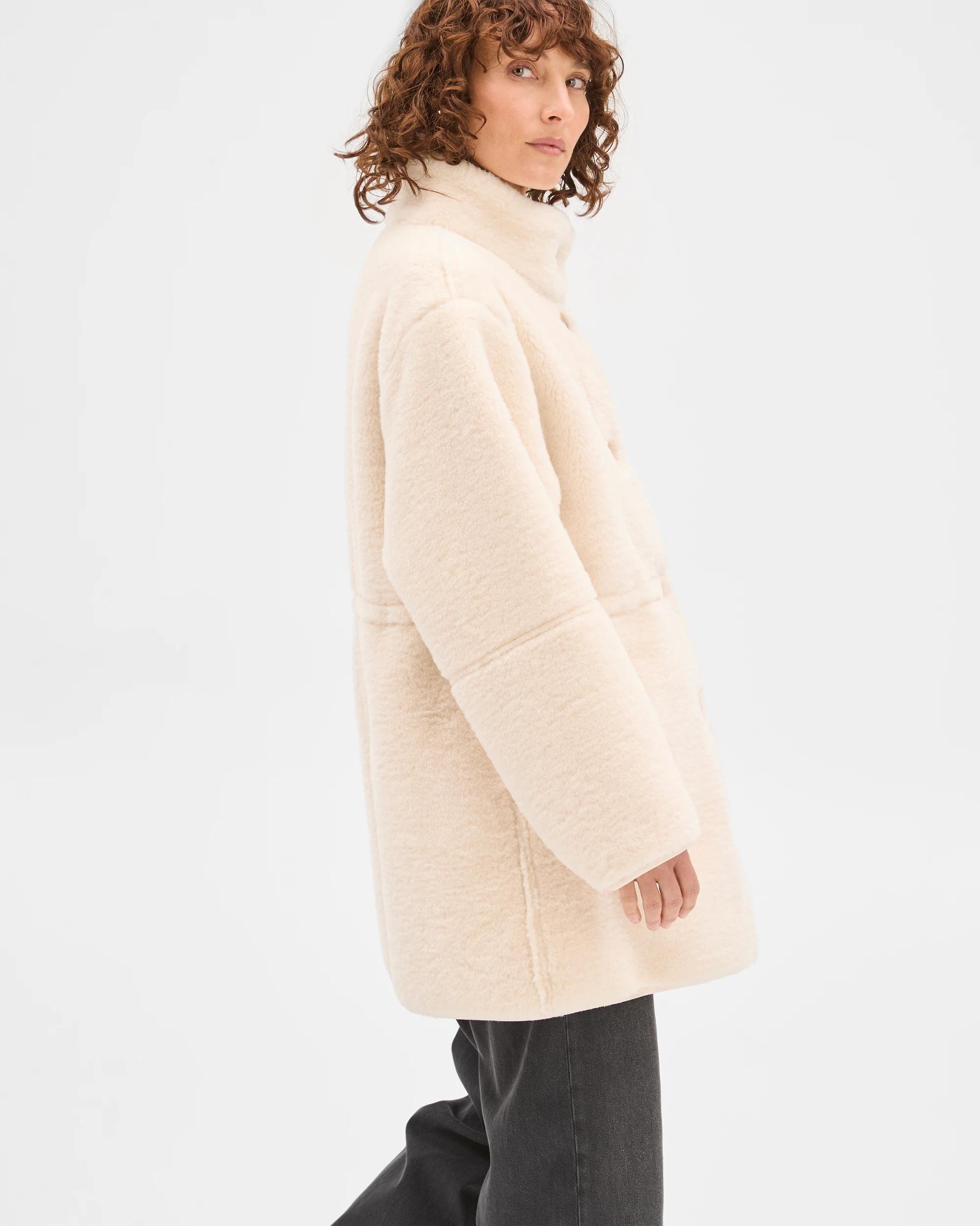 7 Target Woman Long Sleeve Shearling Coat CREAM, 7 of 8
