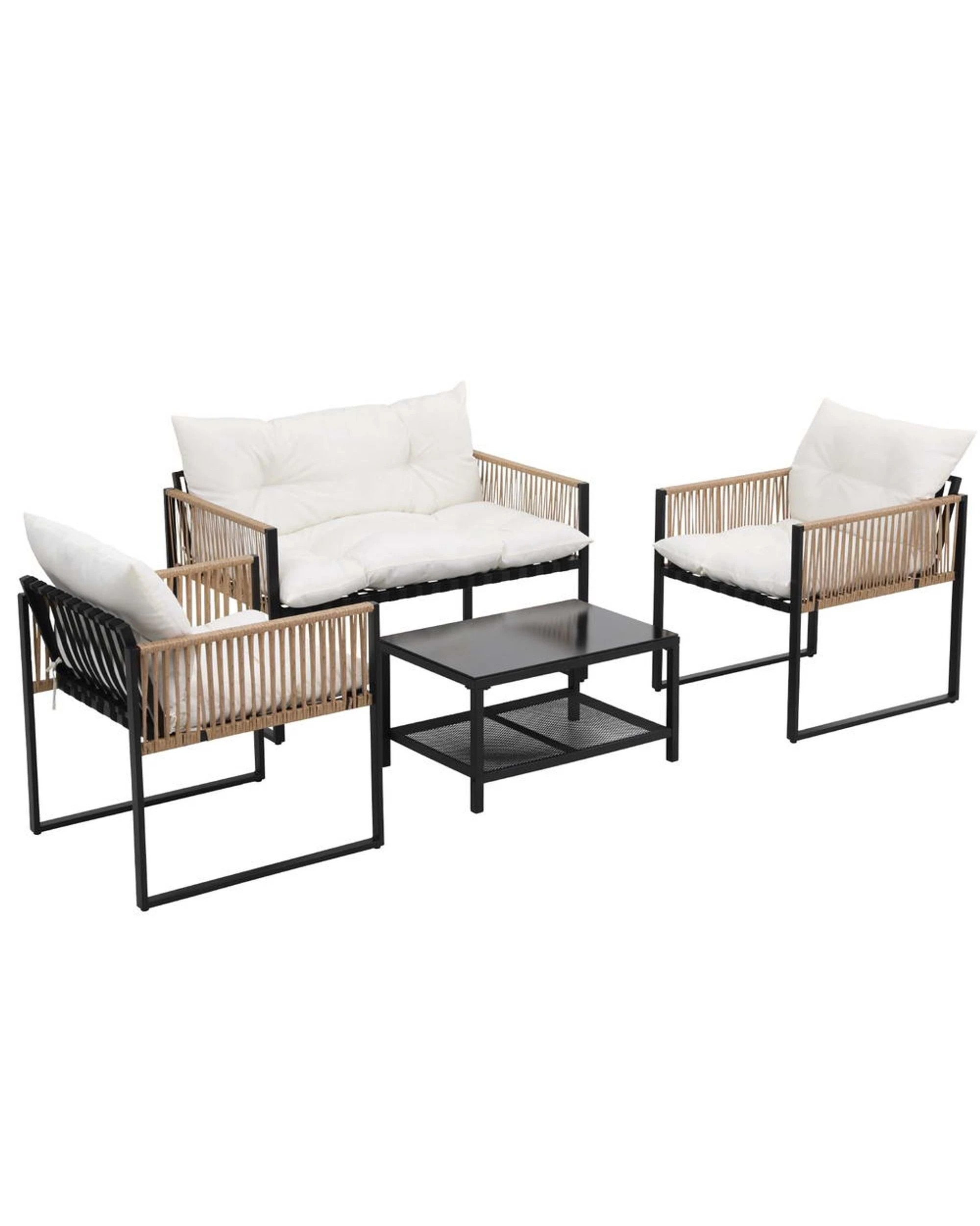 1 Gardeon 4 Seater Outdoor Sofa Set 4pcs Table Chair Set Garden Patio Furniture
 - Black, 1 of 3