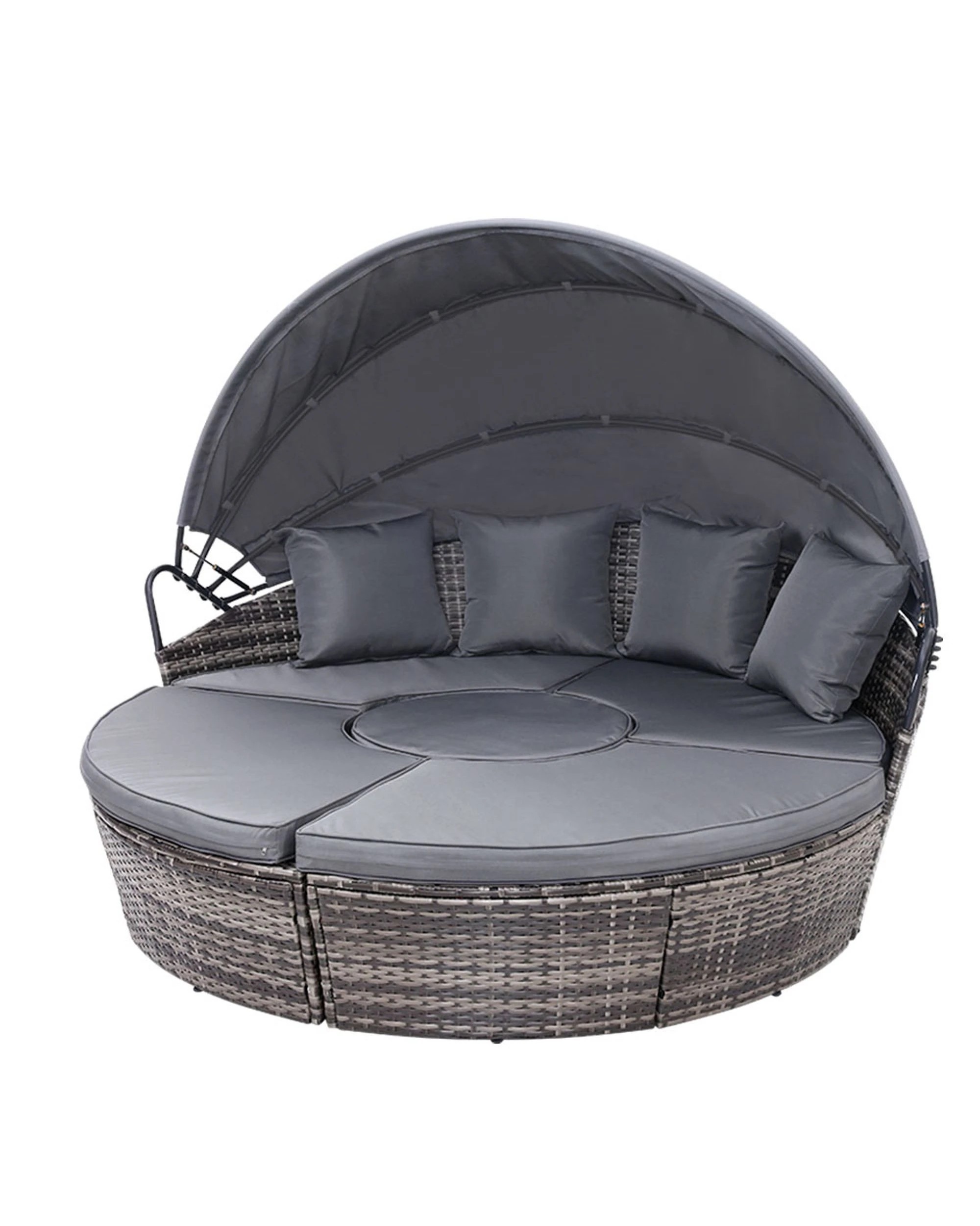 1 Gardeon Sun Lounge Setting Wicker Lounger Day Bed Patio Outdoor Furniture
 - Grey, 1 of 3