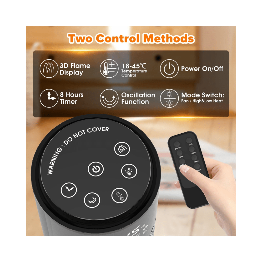 2 Advwin Ceramic Fan Heater With Flame Effect 2000w
 - Black, 2 of 7