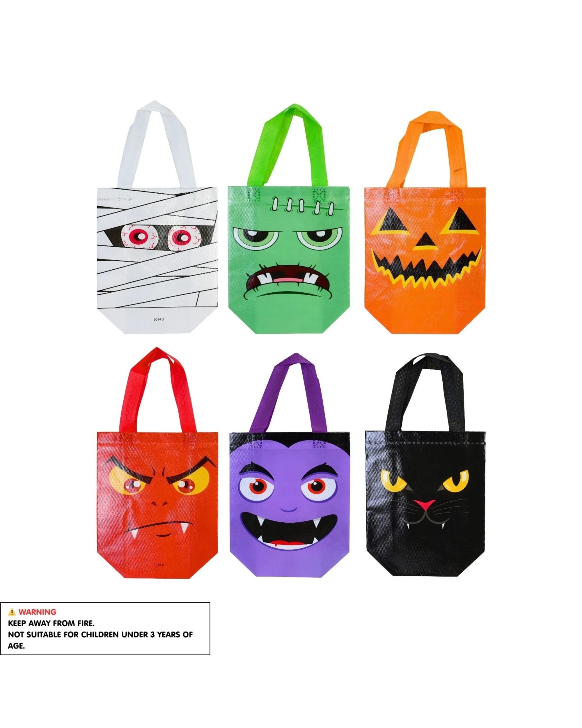 3 Uncle Bills Trick or Treat Character Tote Bags - Assorted, 3 of 3