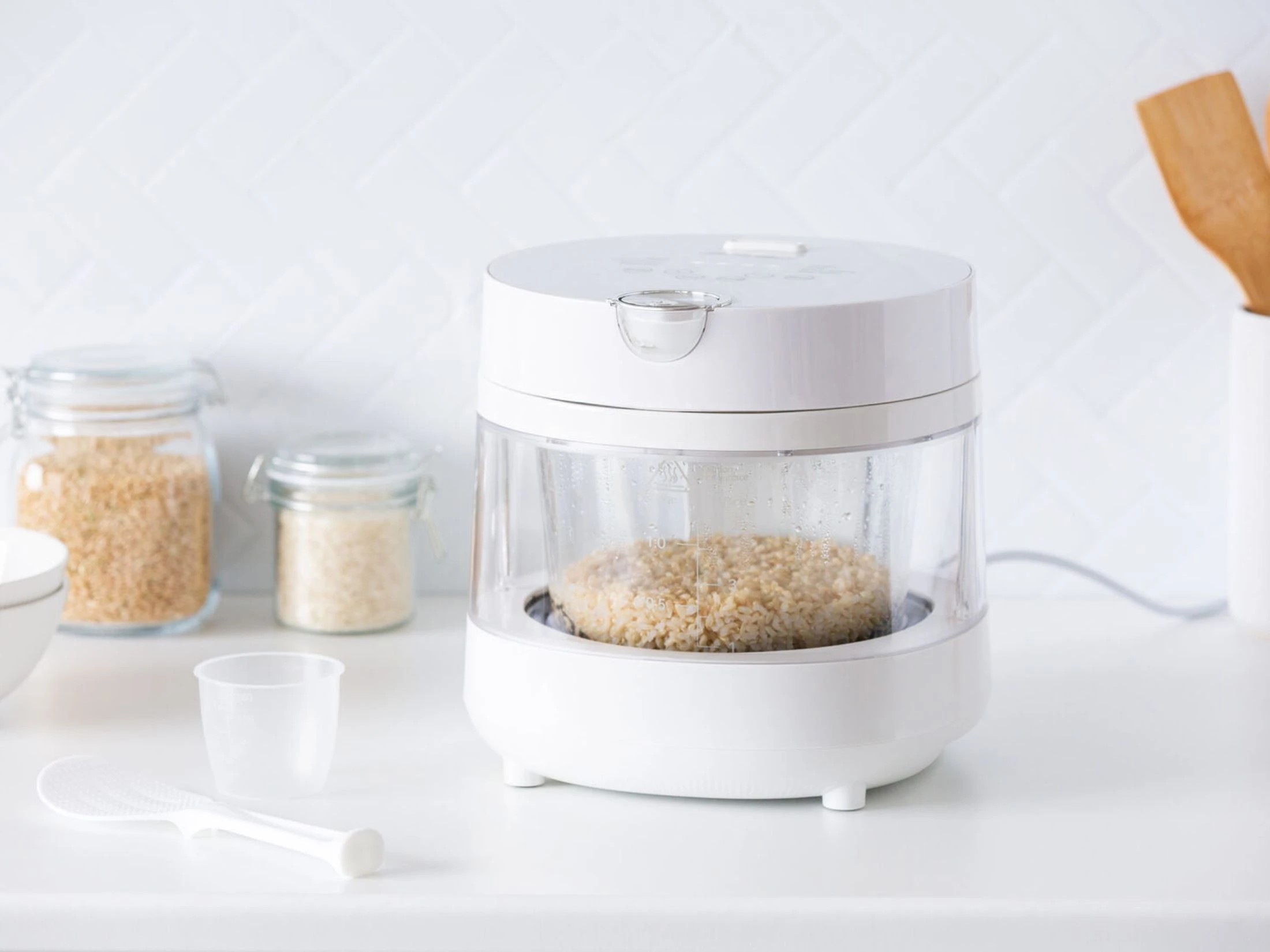 5 Healthy Choice PFAS Free 5 Cup Glass Rice Cooker, 600W with Low Sugar Basket, LED Display and 8 Smart Cooking Programs, 5 of 5