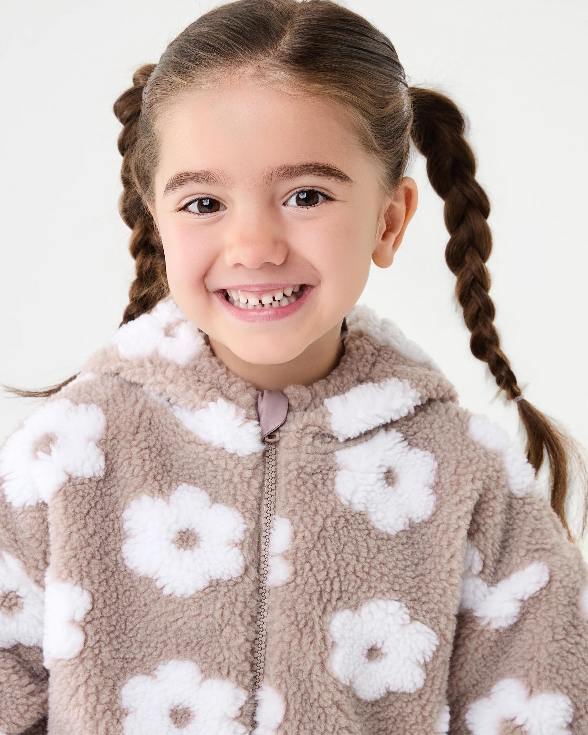 4 Sherpa Lined Zip Through Hoodie Brwn Florl, 4 of 10