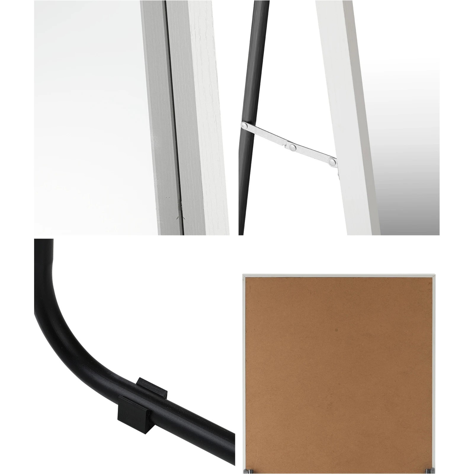 5 Oikiture Wooden Full Length Mirror 166x60cm Floor Mirrors Free Standing
 - White, 5 of 9