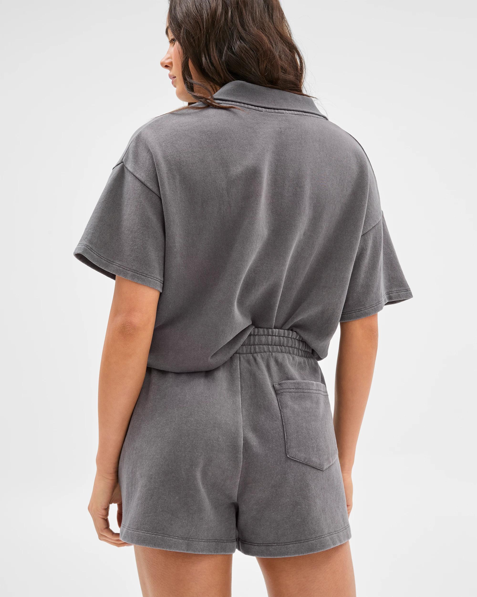 4 Australian Cotton Mid Rise Fleece Shorts - Lily Loves WASHED GREY, 4 of 7