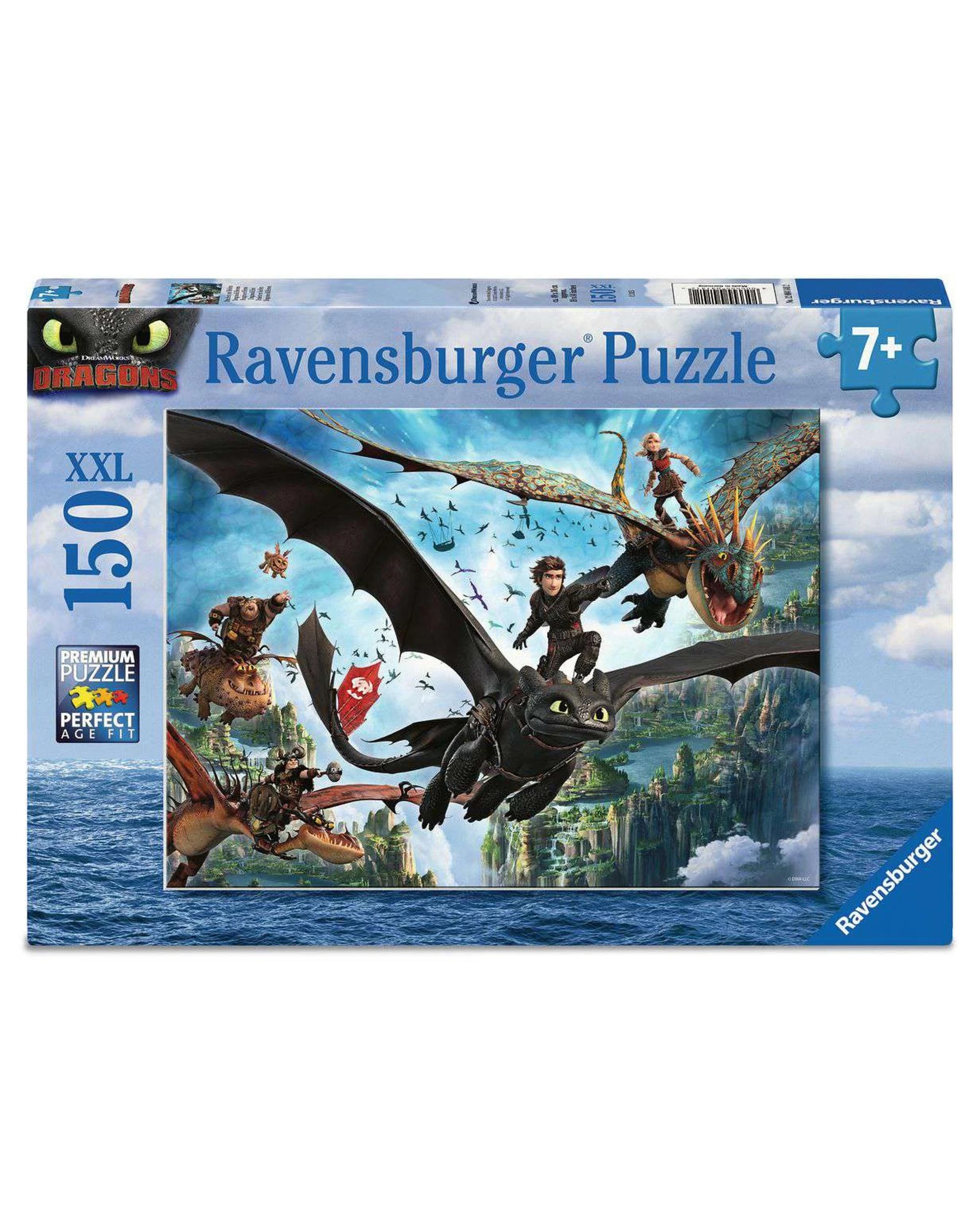 1 Ravensburger How to Train Your Dragon Dragons and Heroes 150 XXL Piece Jigsaw Puzzle, 1 of 2