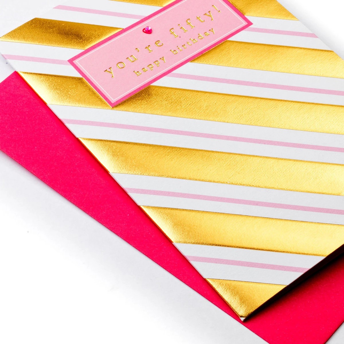 3 Hallmark Birthday Card for Her Age 50 - Gold Stripes, 3 of 3