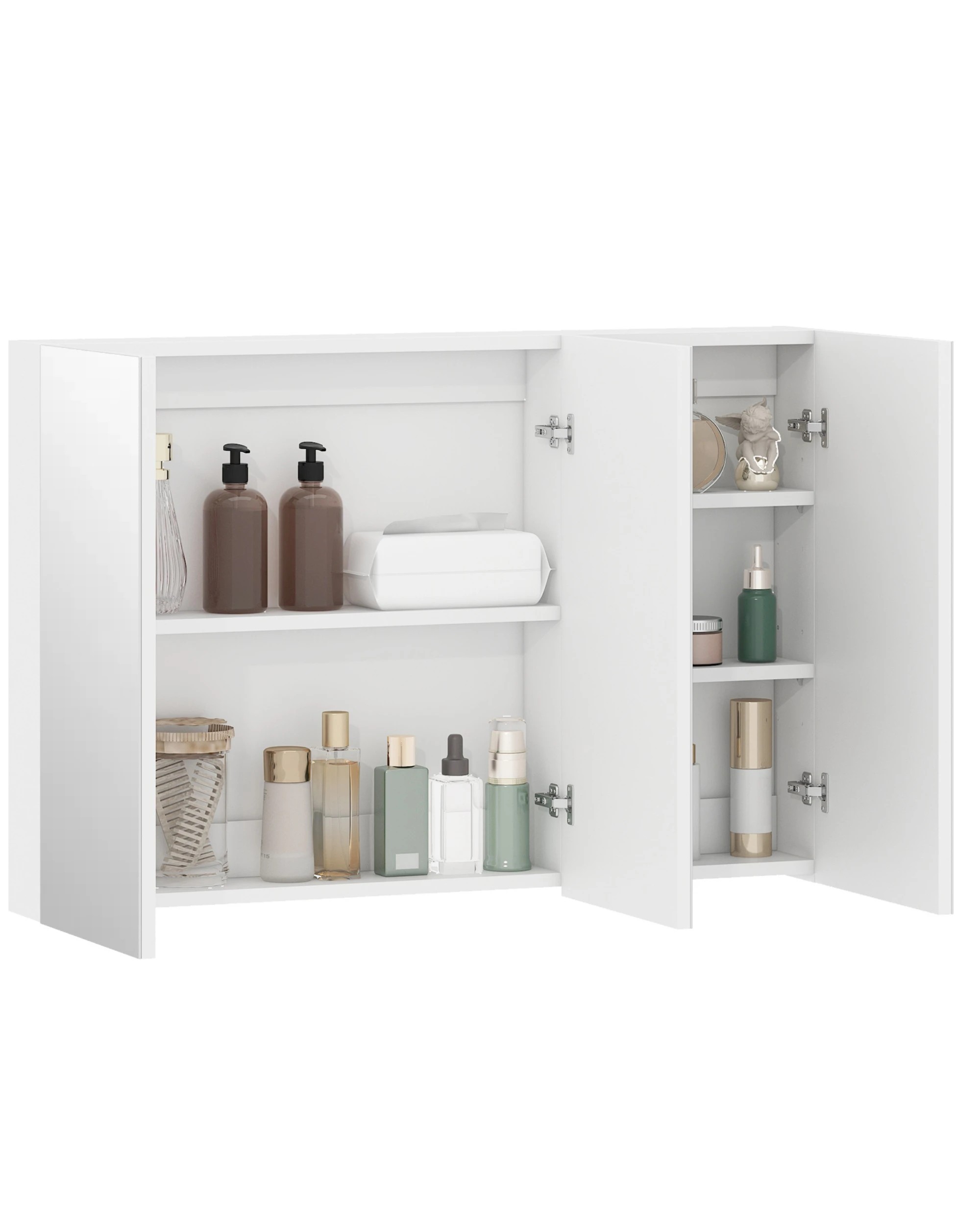 4 Advwin 900 x 600mm Cabinet LED Medicine Storage Unit 3 Door Mirror Shaving Cupboard w/ Adjustable Shelve, 4 of 10