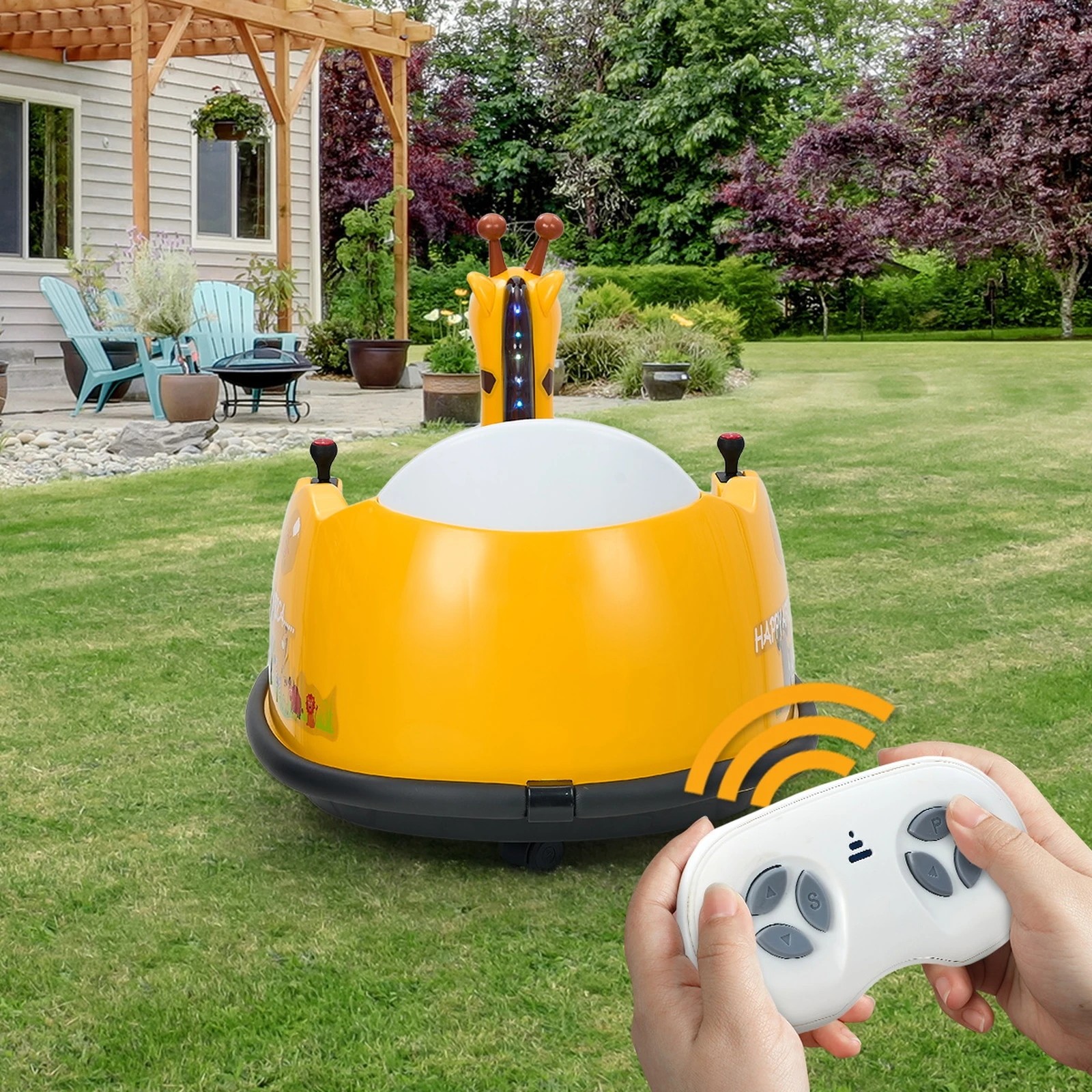 9 Mazam Kids Ride On Car Electric Cars Bumper Toys Remote Control Light Giraffe
 - Yellow, 9 of 10