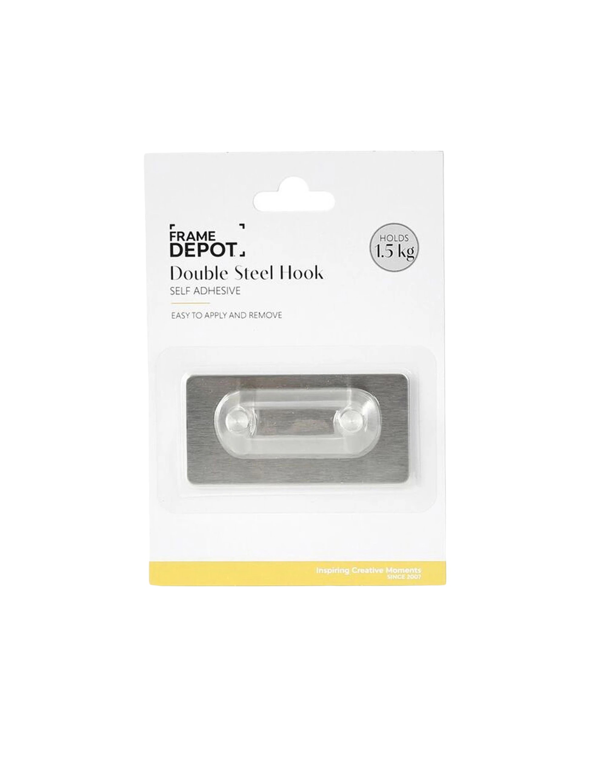 1 Frame Depot Self Stick Angled Hook With 2 Hangers Self Adhesive - Silver, 1 of 1