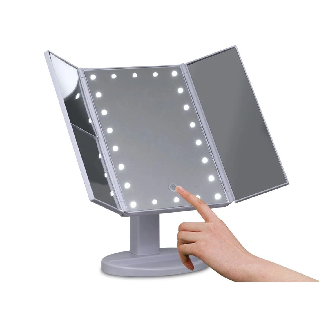 3 Embellir Tri-fold Makeup Mirror 1X2X3X Magnifying with LED Light Travel Portable - Multi, 3 of 7